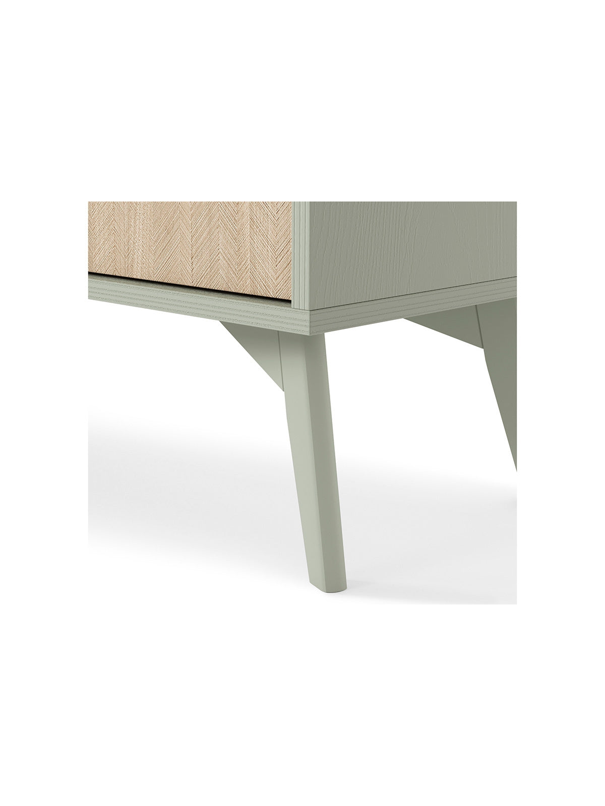 Noga komody Lumira eukaliptus z frontem jodełka scandi w stylu modern organic