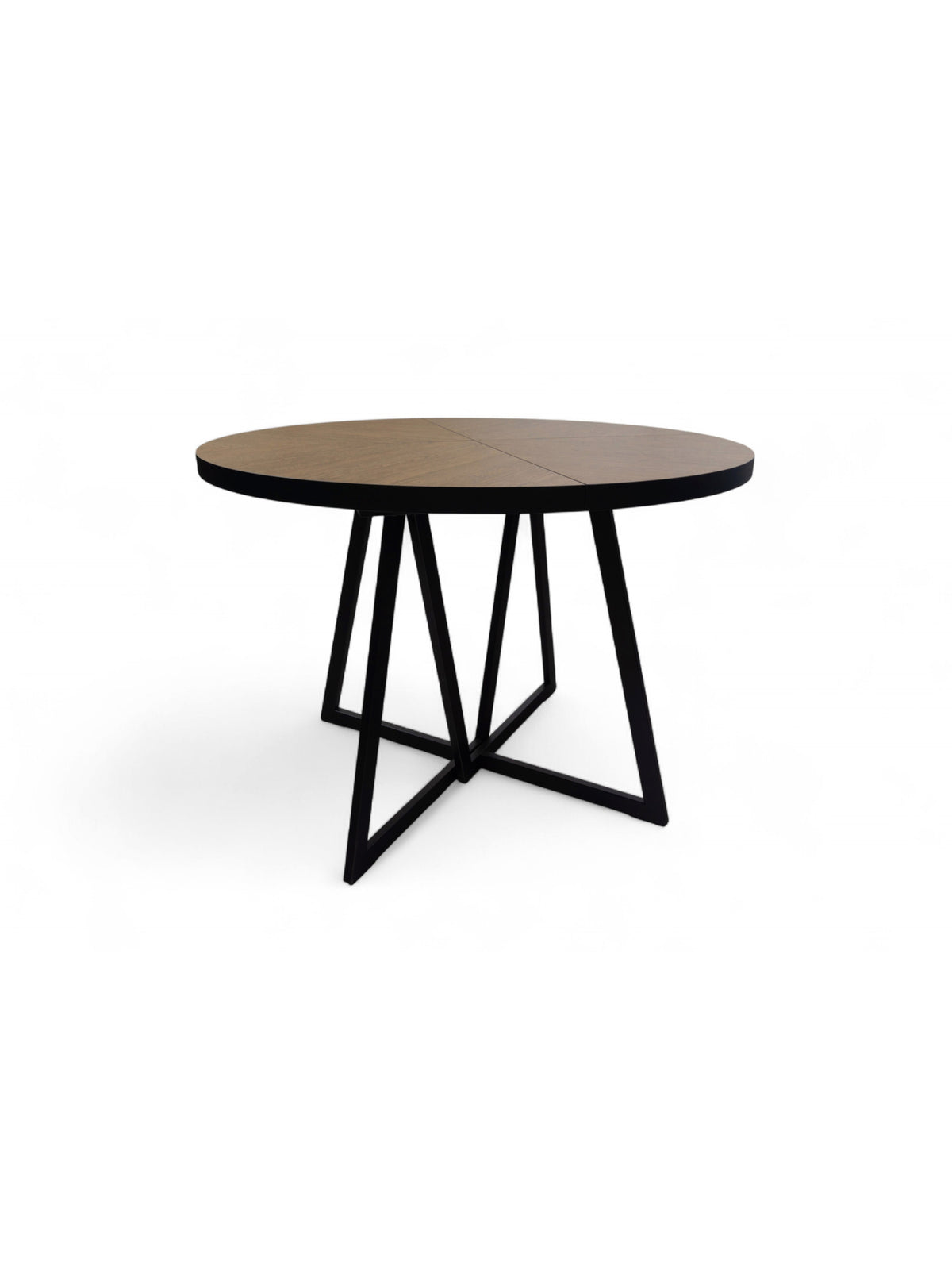 Stół okrągły Cedrus Rozeta 95 cm z blatem dąb belmont i czarnym metalowym stelażem
