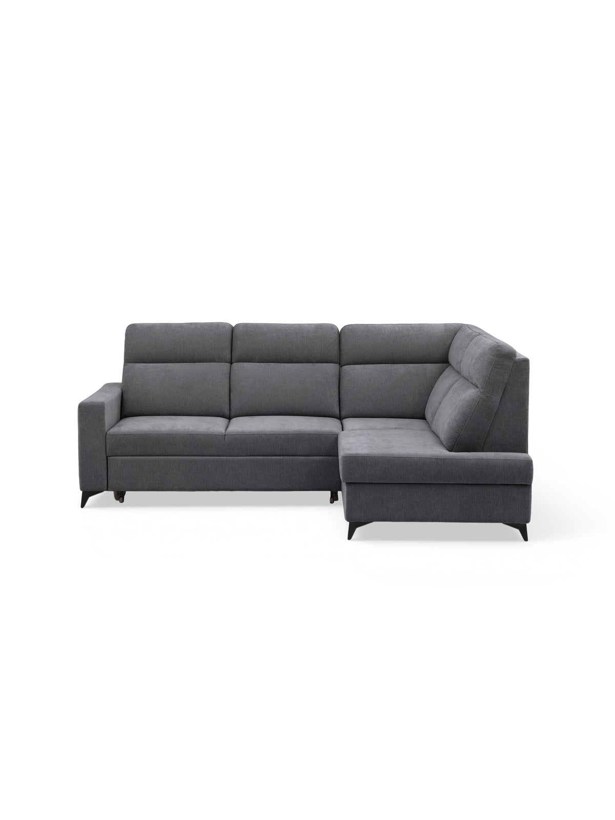 Narożnik Lagato prawostronny szary szenil Vibe 95 z funkcją spania, nowoczesny design