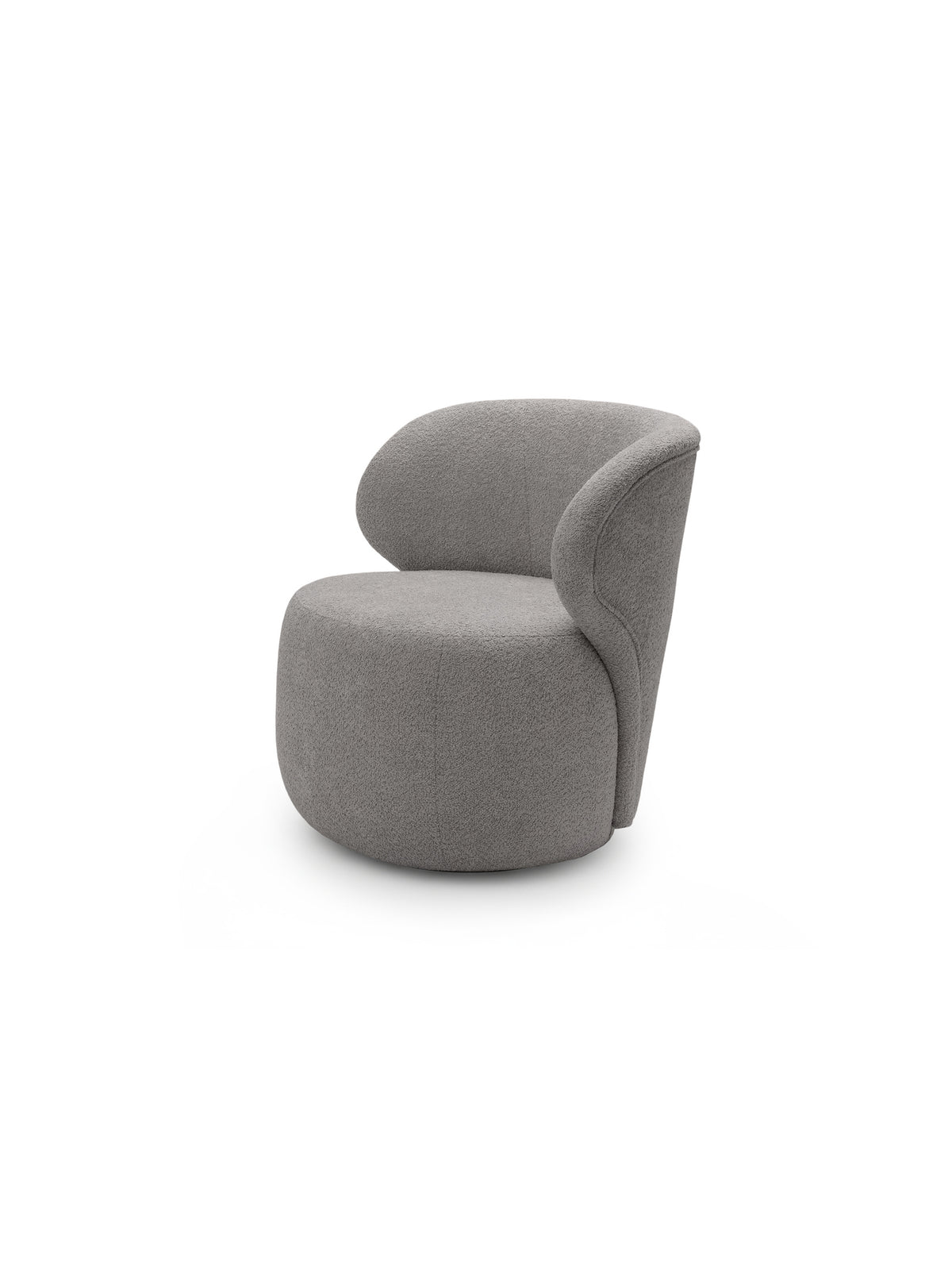 Fotel wypoczynkowy Cocoon w szarej tkaninie boucle Catch Me 24, nowoczesny design