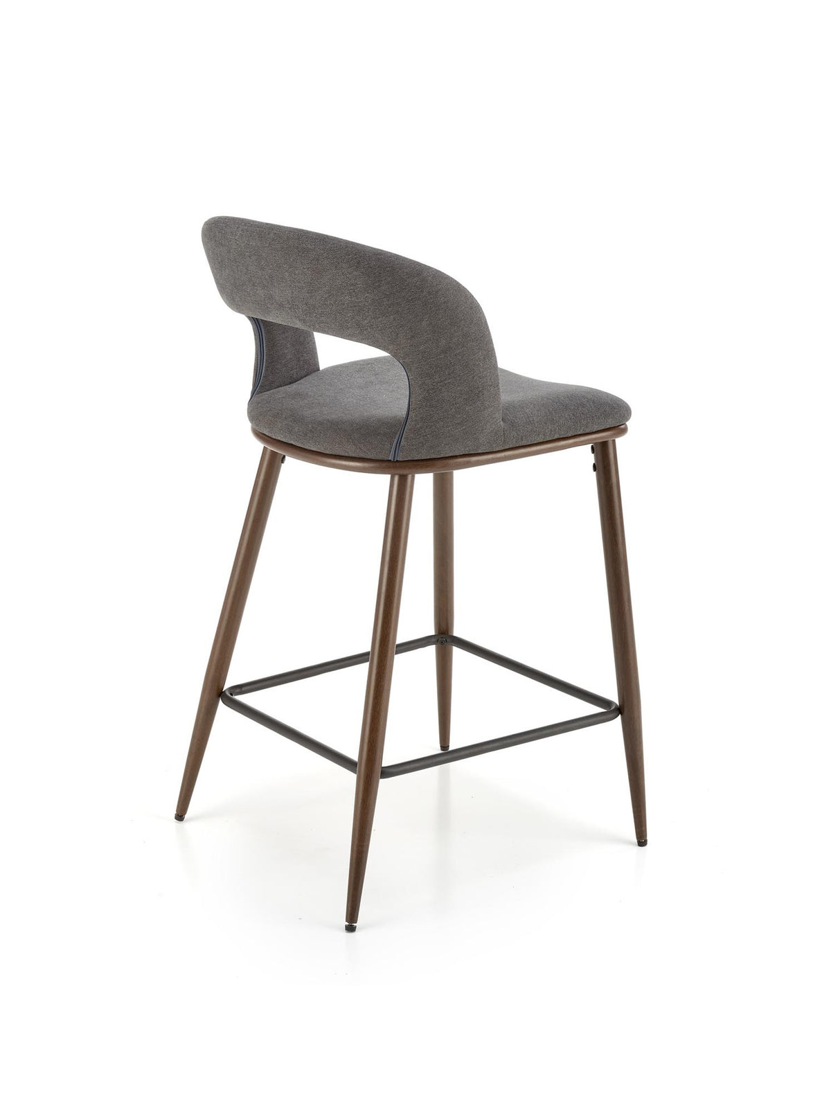 Hoker tapicerowany Viresto popiel z drewnianymi nogami w stylu mid-century modern