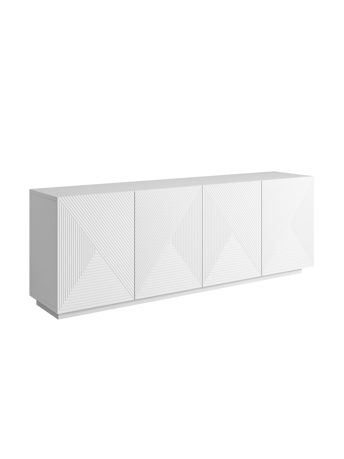 Komoda Asha 200 cm czterodrzwiowa biały mat front ryflowany widok z przodu
