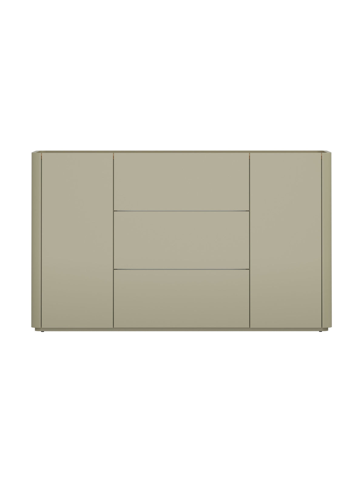 Komoda Elivo 150 cm z szufladami w kolorze eukaliptus z blatem dąb baltic dune, fronty gładkie