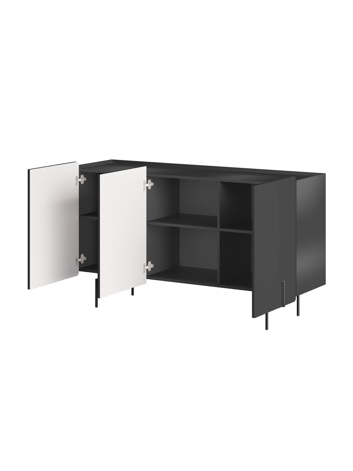 Komoda Malmi 150 cm trzydrzwiowa - czarny mat / czarne nóżki