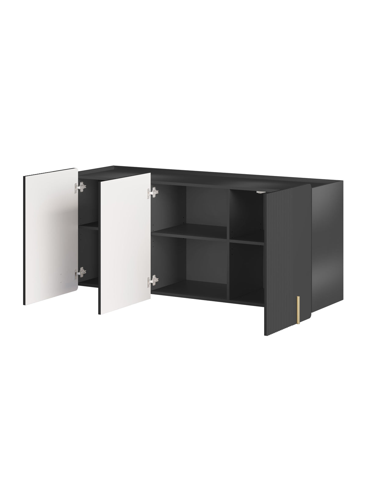 Komoda Malmi 150 cm trzydrzwiowa wisząca - czarny mat / złoty