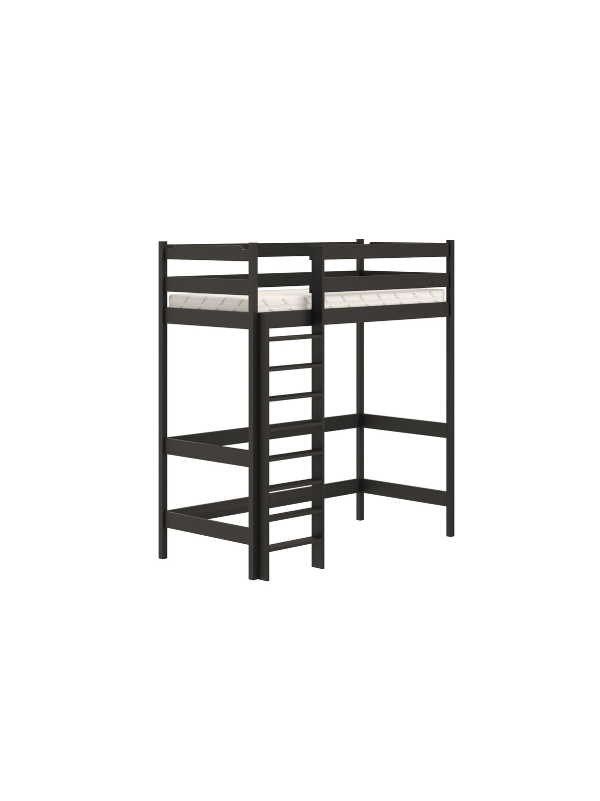 Łóżko dziecięce Samio 80x180 antresola czarne drewniane w stylu Scandi