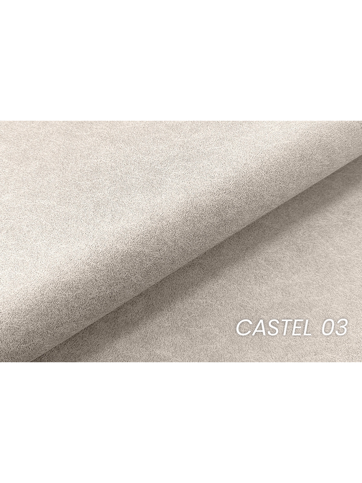 Łóżko tapicerowane Nirello 180x200 w jasnym beżu z weluru Castel 03, widok tkaniny
