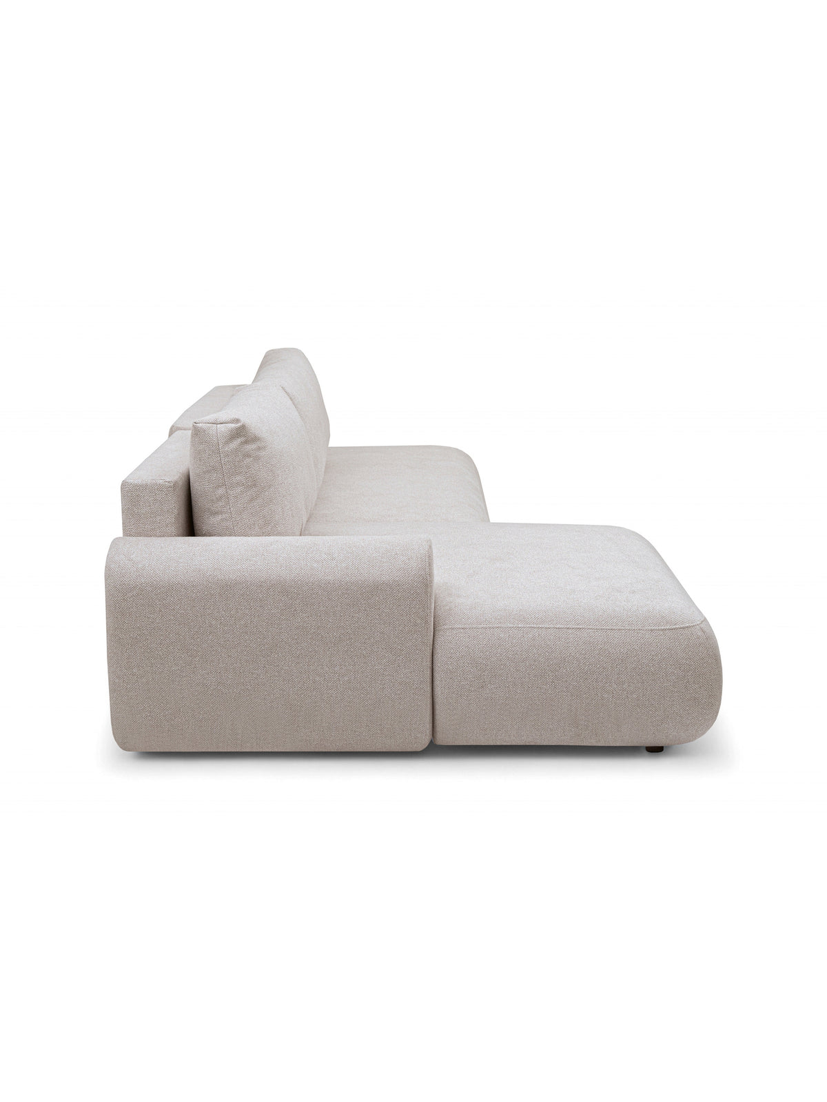 Narożnik Lotulis L II lewostronny w kremowej dzianinie hydrofobowej, widok z boku