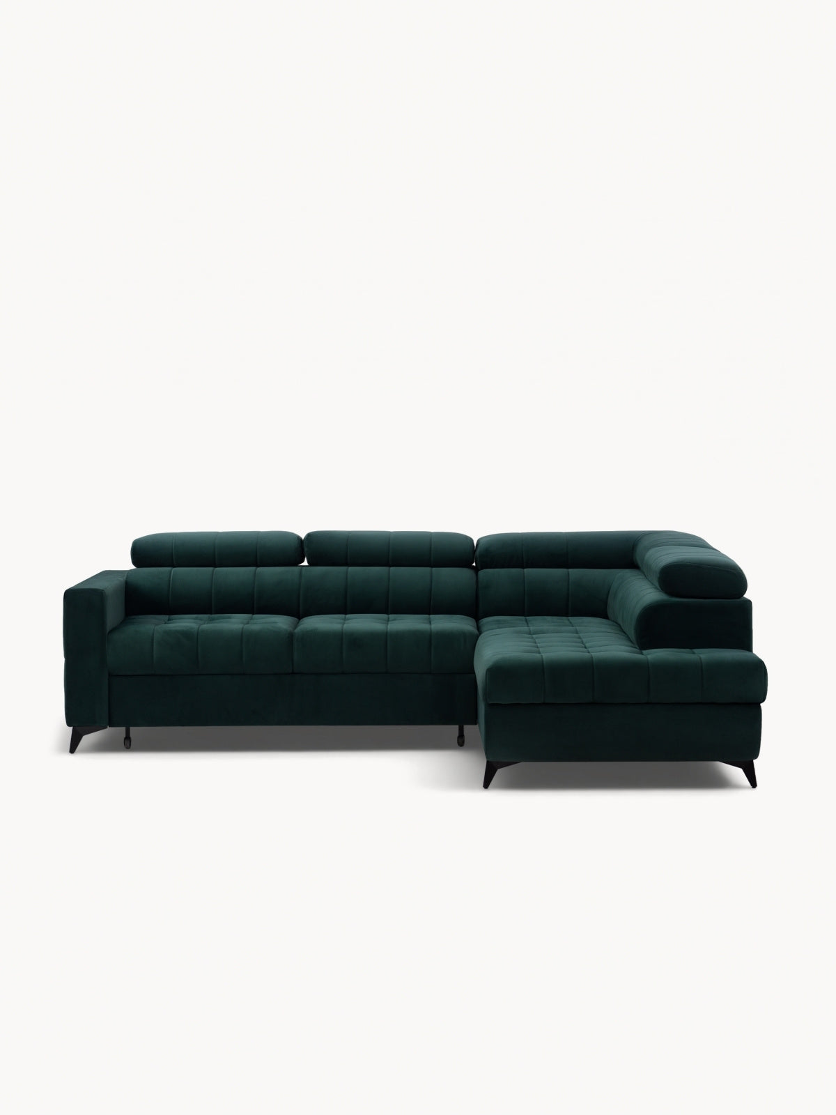 Narożnik Nardo L prawostronny zielony welur Bluvel 78 nowoczesny design