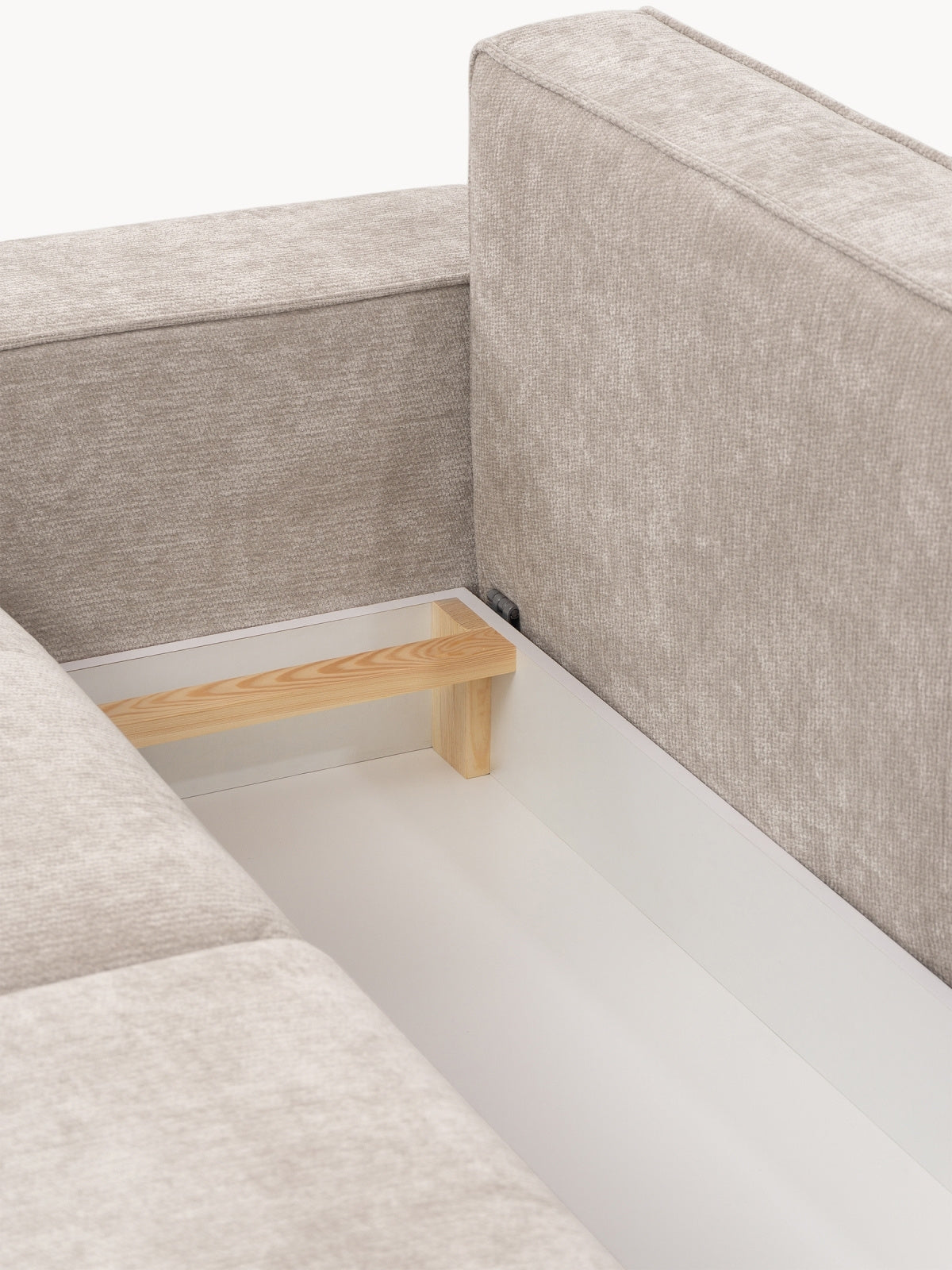 Narożnik rozkładany do salonu Livani L prawostronny - jasny beżowy szenil Vibe 06 / nogi czarne