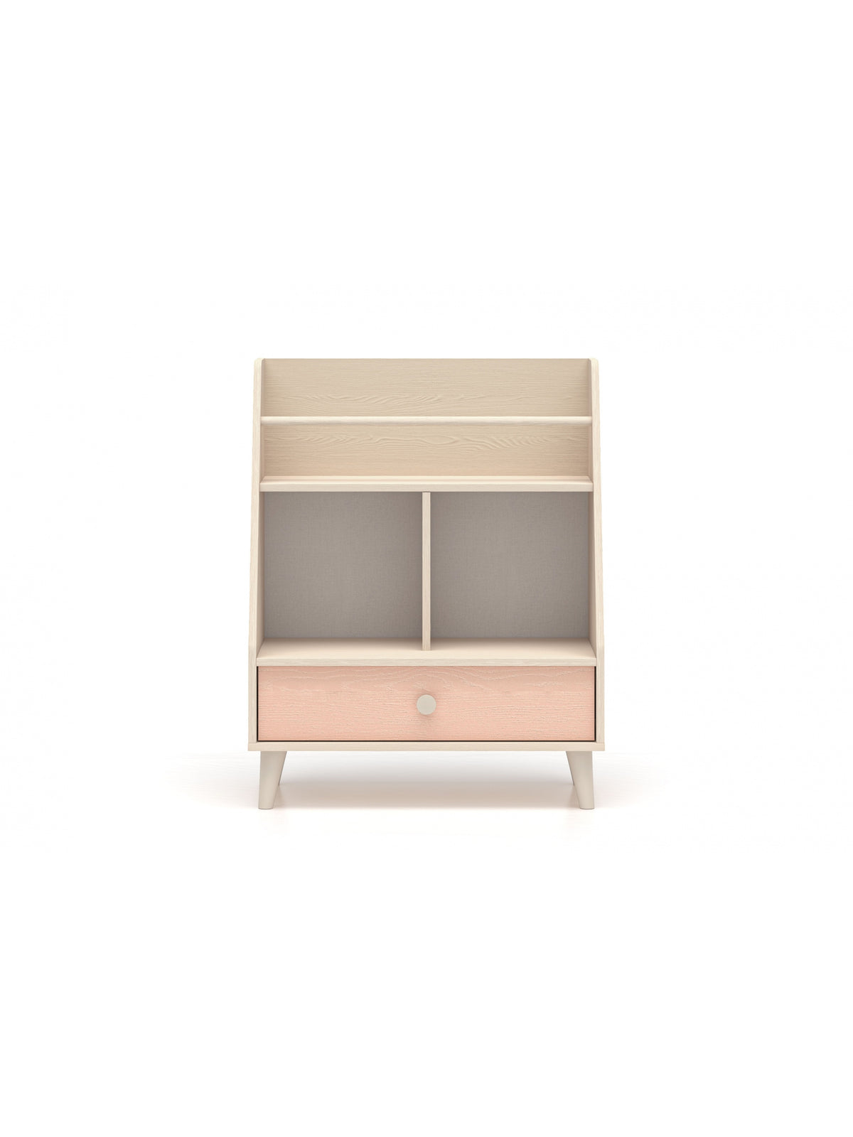 Regał dziecięcy Marla 72 cm piasek pustyni z różową szufladą, front millenial pink