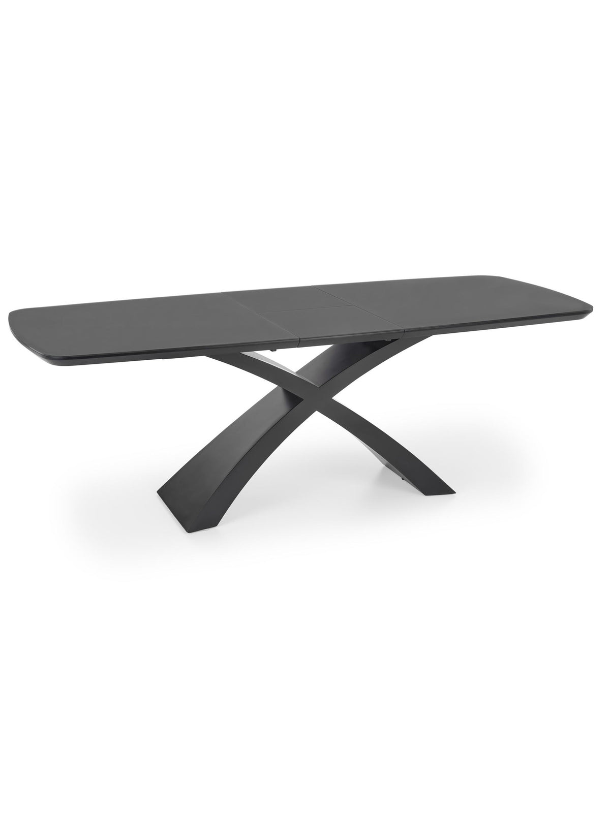 Stół rozkładany Virello 180-220x89 cm w kolorze ciemny popiel z czarnymi nogami, widok z boku