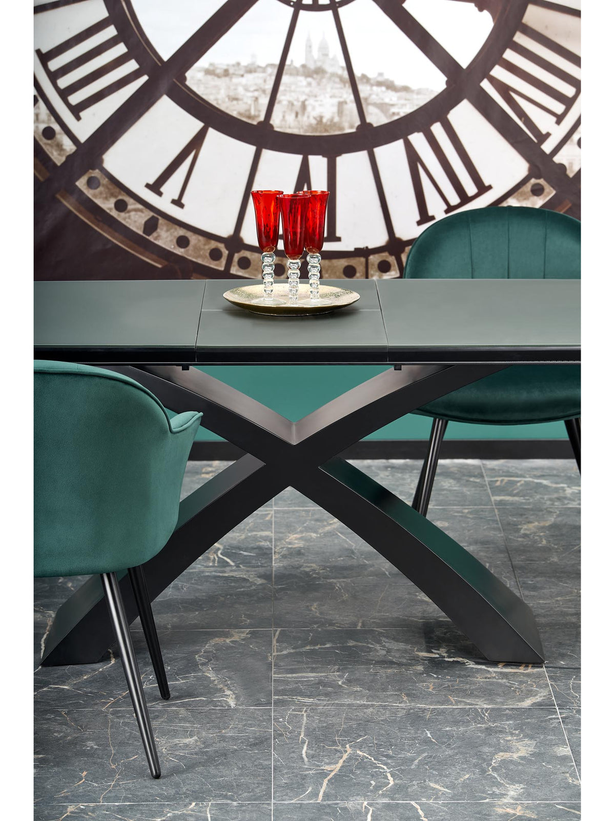 Stół rozkładany Virello 180-220x89 cm z czarnymi nogami i ciemnym popielatym blatem
