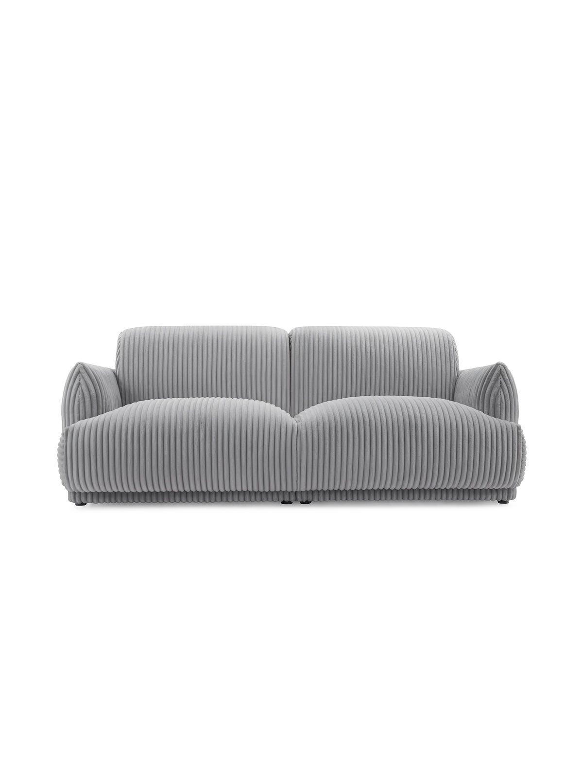 Sofa Cubero do salonu w szarym pluszu Tilia 90, widok z przodu