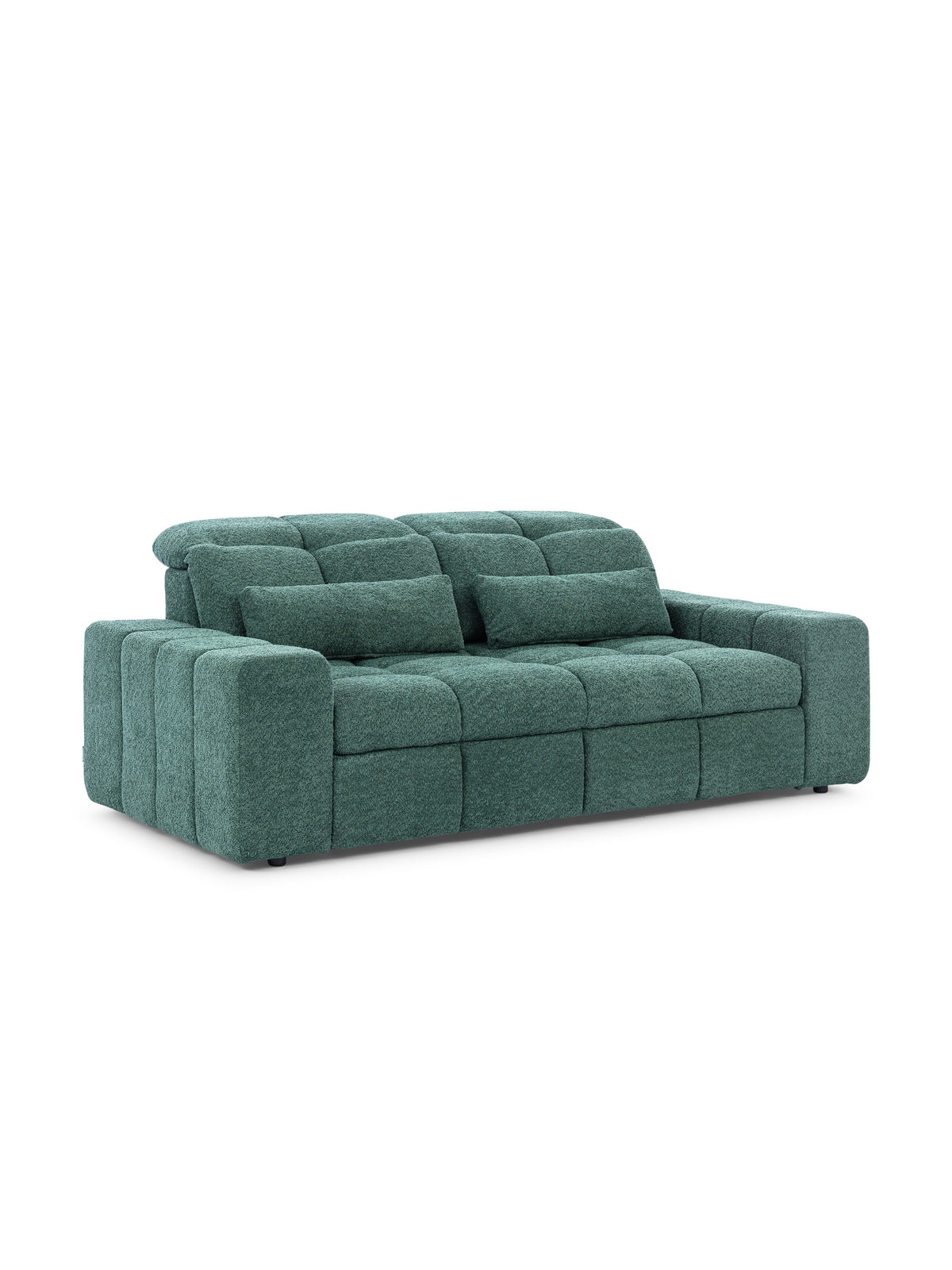 Sofa Magnelio III elektryczna trzyosobowa w zielonym kolorze z regulowanymi zagłówkami