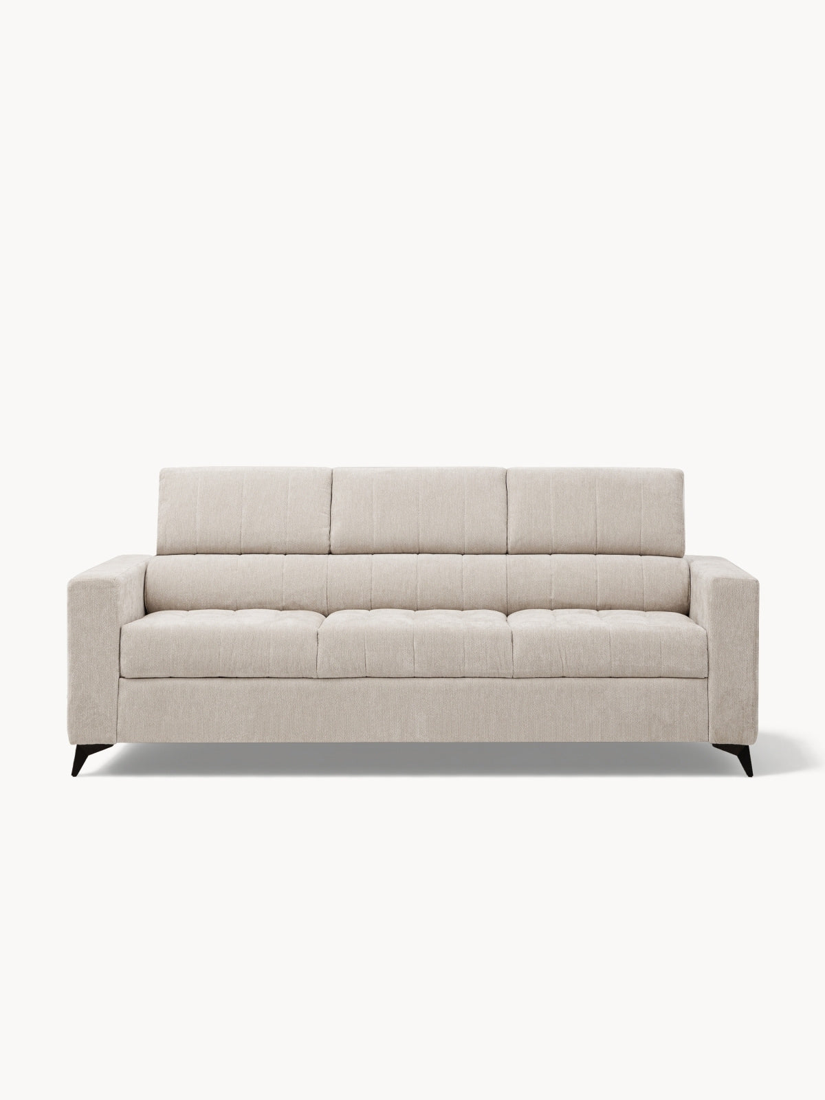 Sofa Nardo z funkcją spania jasny beżowy szenil Vibe 06, widok frontowy