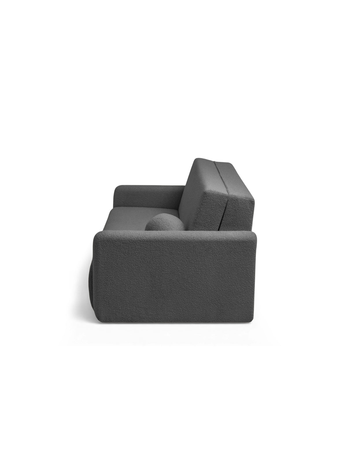 Sofa rozkładana Nido dwuosobowa 120 cm szara boucle widok z boku