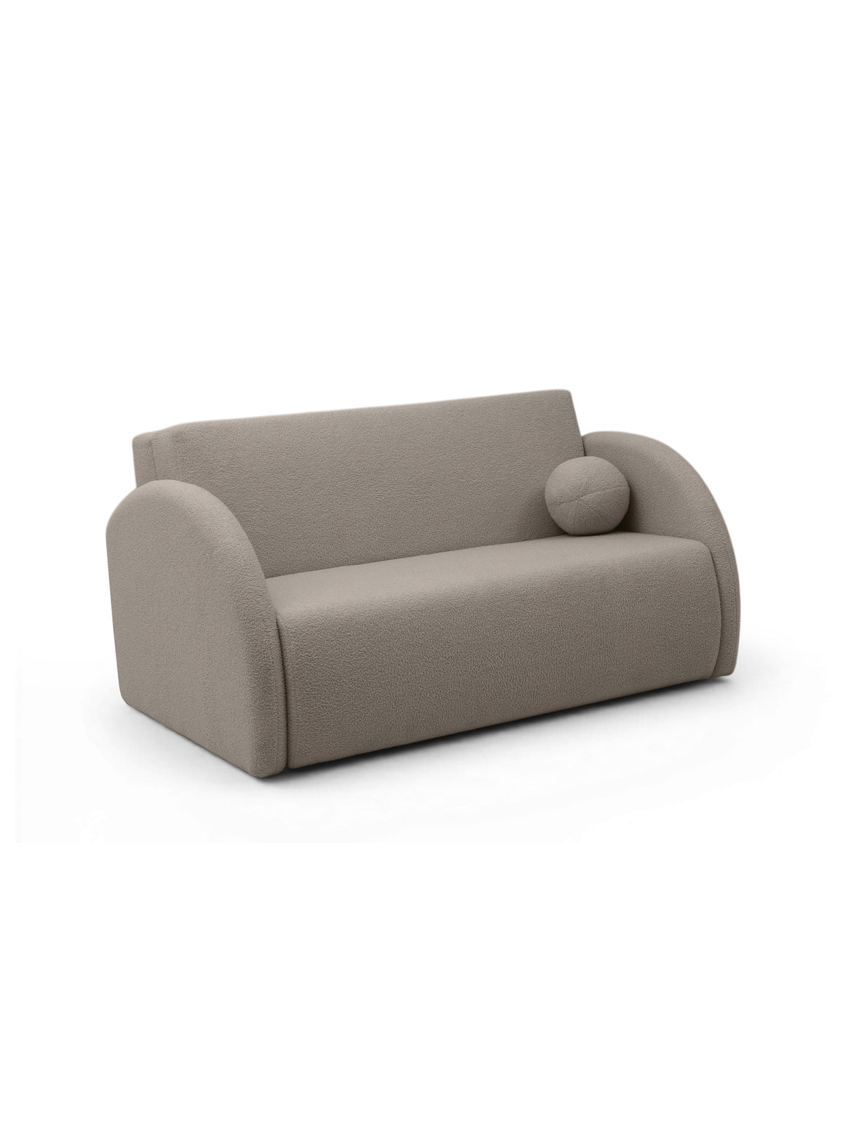 Sofa rozkładana Nubi 120 cm beżowa boucle z poduszką i zaokrąglonymi bokami