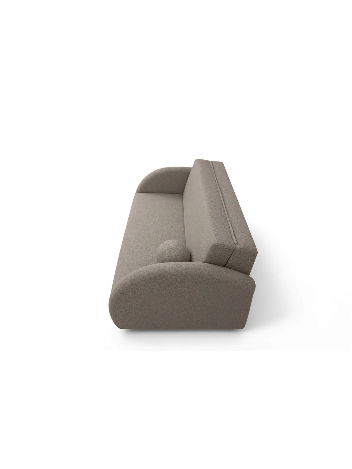 Sofa rozkładana Nubi 120 cm beżowa boucle widok z profilu na mechanizm rozkładania