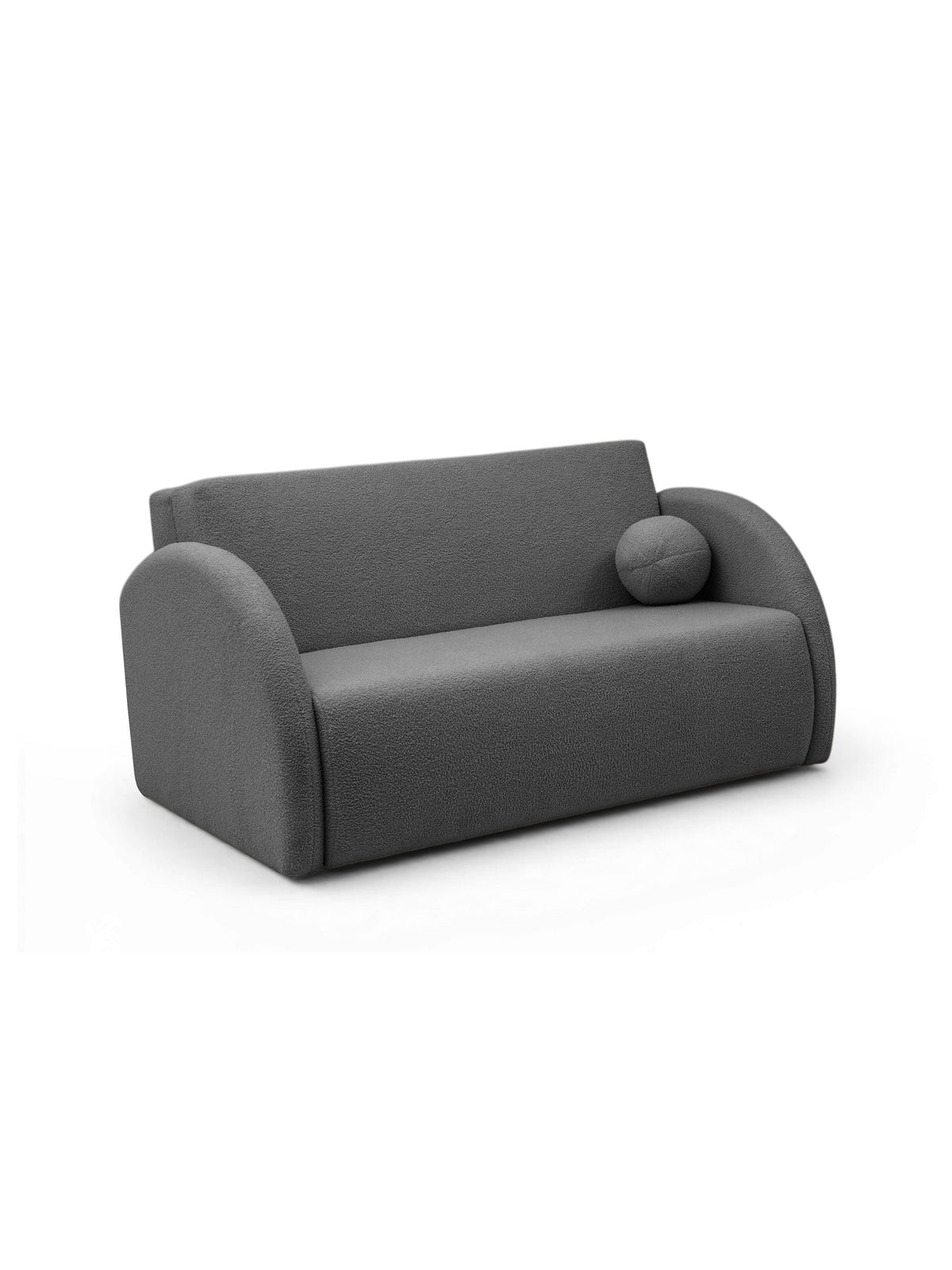 Szara sofa rozkładana Nubi 120 cm z pojemnikiem z tkaniny boucle