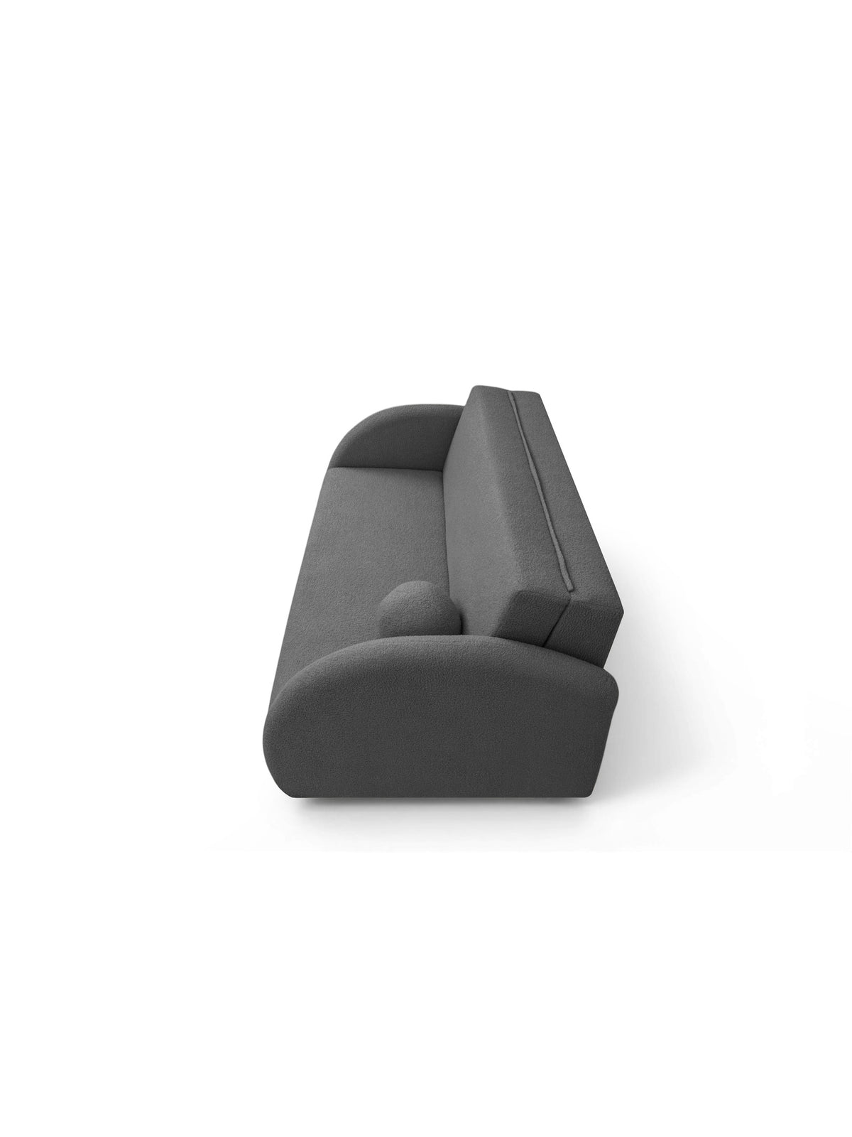 Sofa rozkładana Nubi 120 cm z pojemnikiem, szara boucle, widok z boku