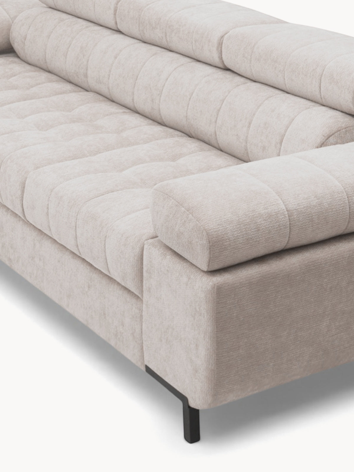 Sofa trzyosobowa Tyrion z funkcją spania, jasnoszara, regulowane podłokietniki i zagłówki
