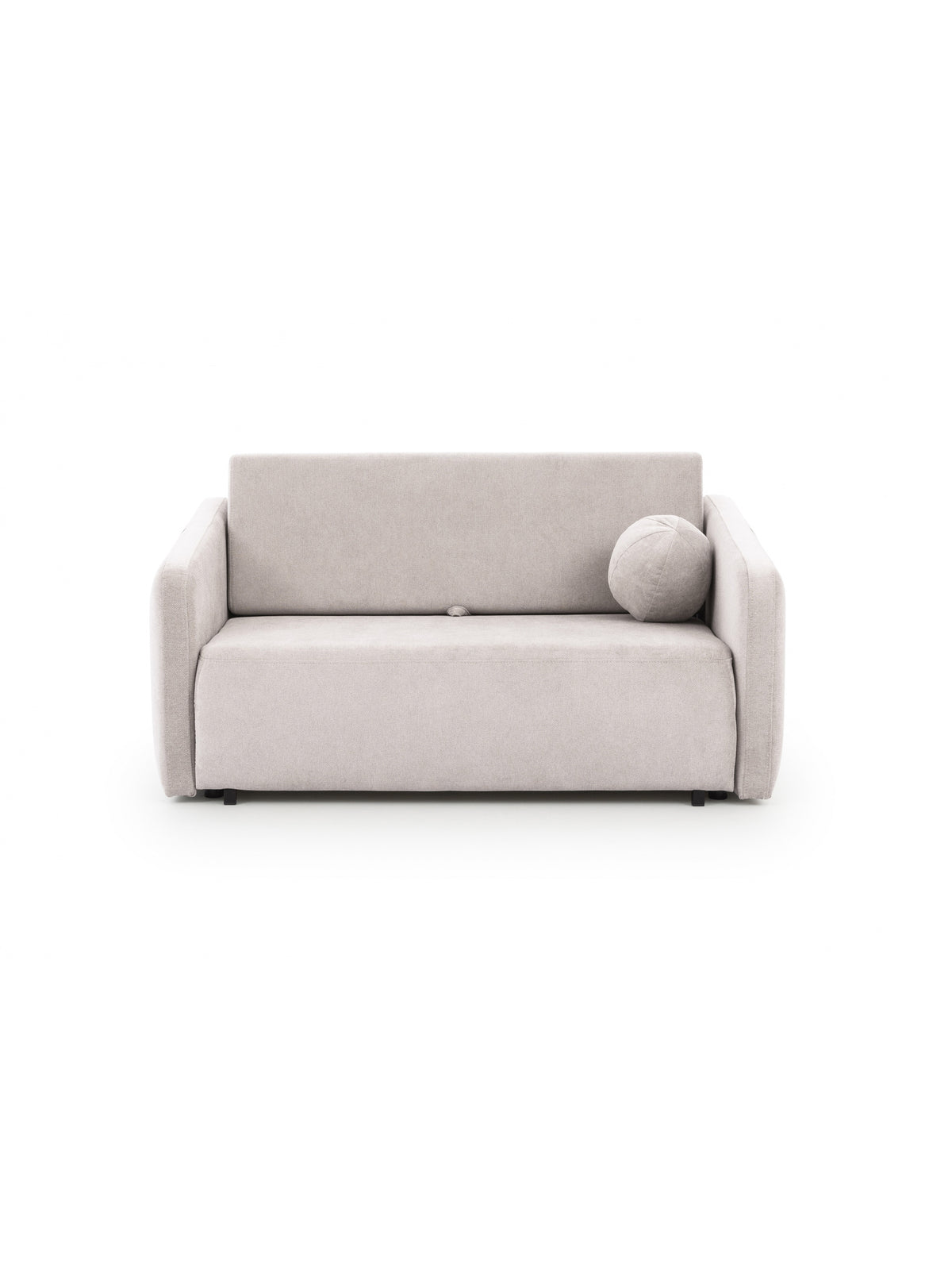Sofa Zeldia 135 jasnoszary szenil hydrofobowy z poduszkami i funkcją spania