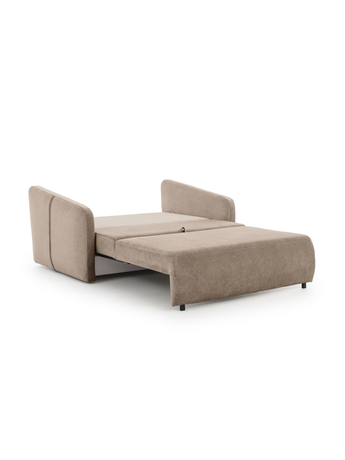 Sofa Zeldia 155 rozłożona na powierzchnię spania, brązowy szenil hydrofobowy