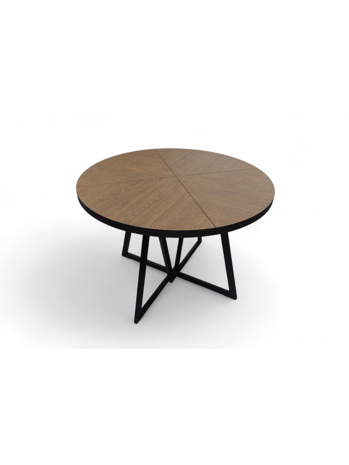 Stół okrągły Cedrus Rozeta rozkładany 105/160 cm dąb belmont, czarny stelaż