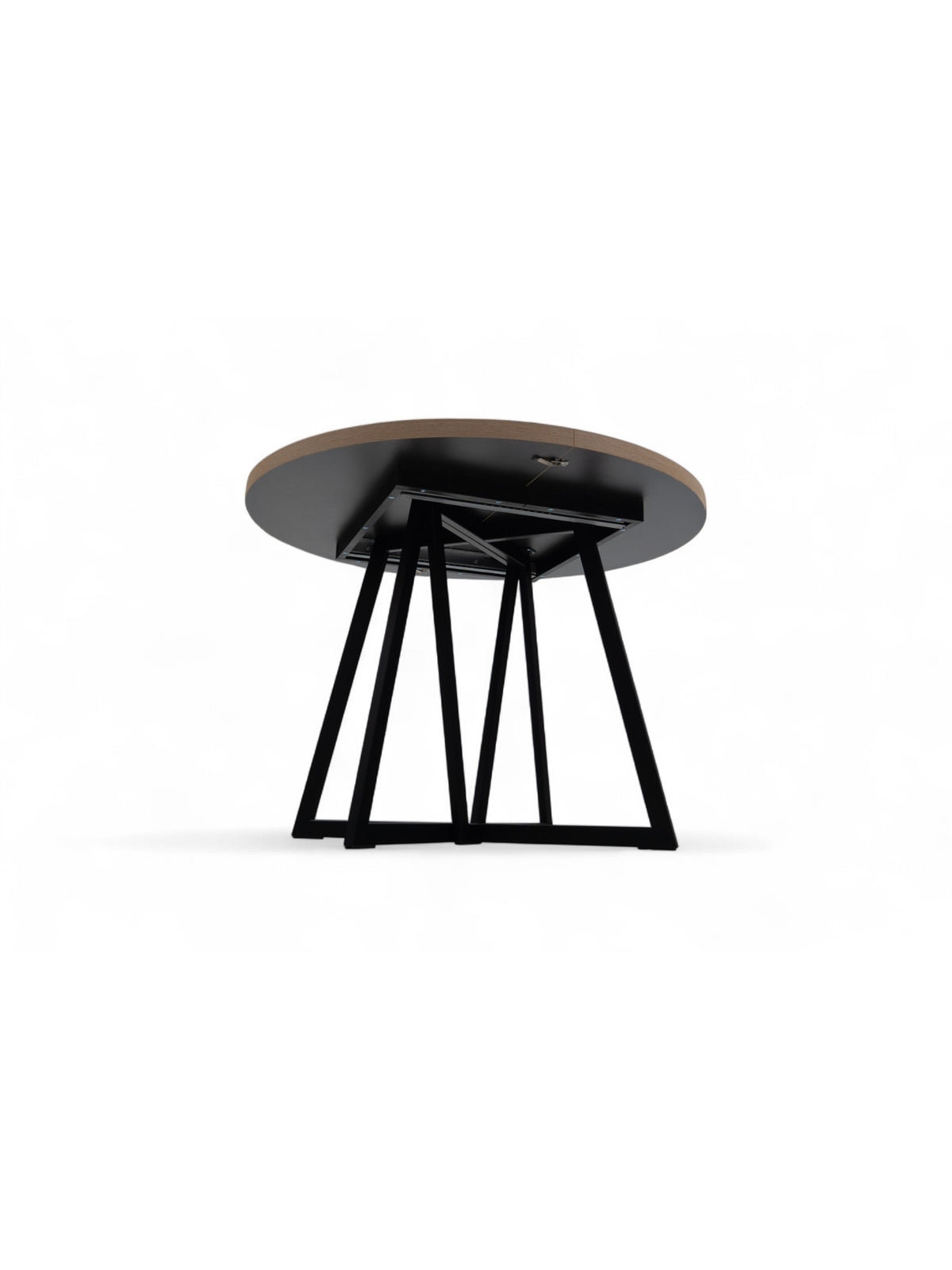 Stół okrągły Cedrus rozkładany 105 cm z czarnym metalowym stelażem