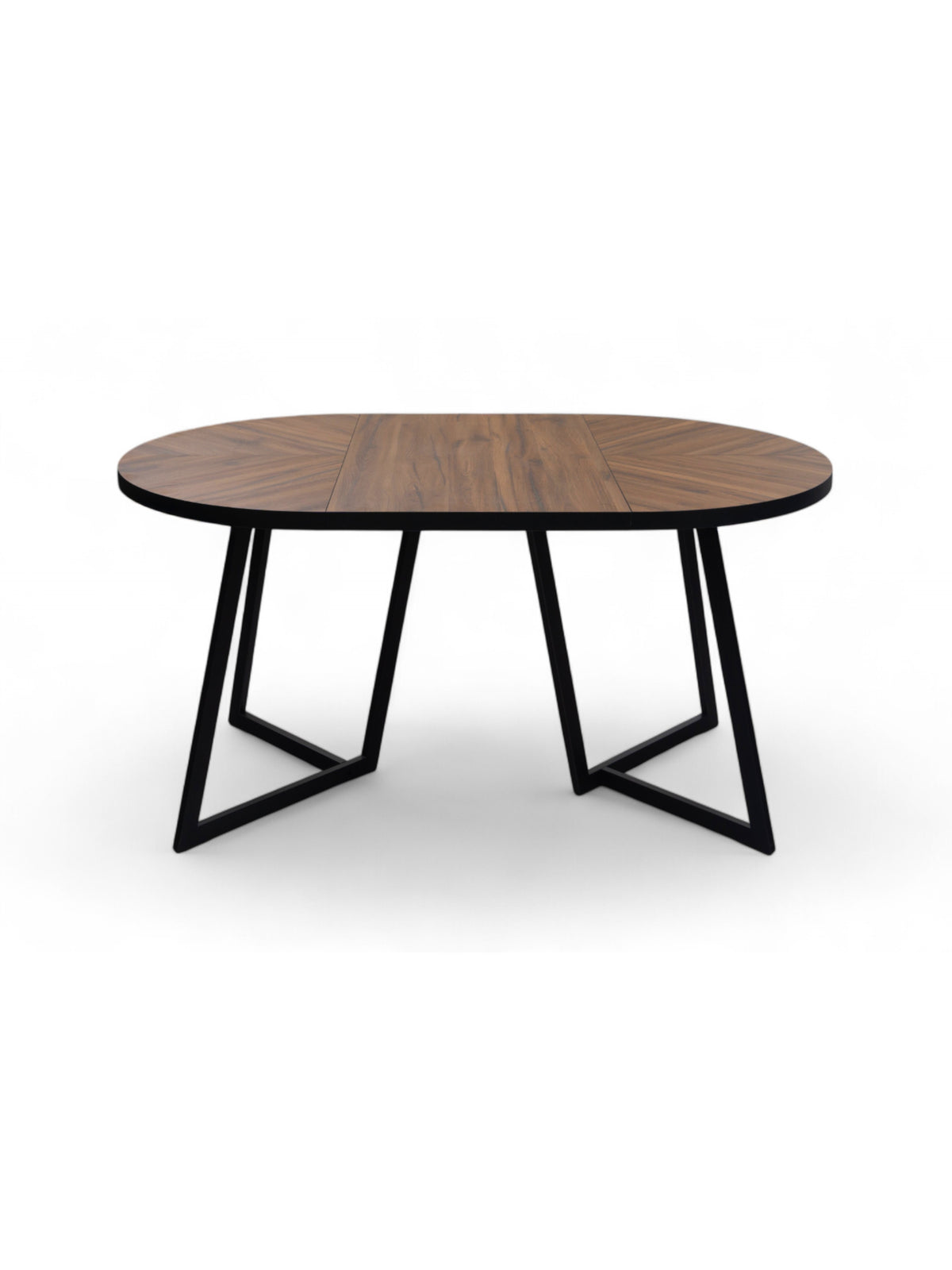 Stół okrągły Cedrus Rozeta 95/150 cm z blatem dąb estana i czarnym stelażem metalowym