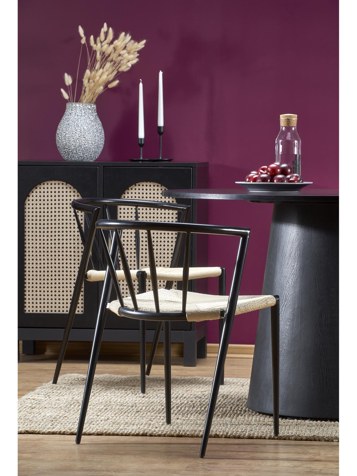Stół okrągły Ventoza 120 cm czarny z widocznym blatem i nogami MDF