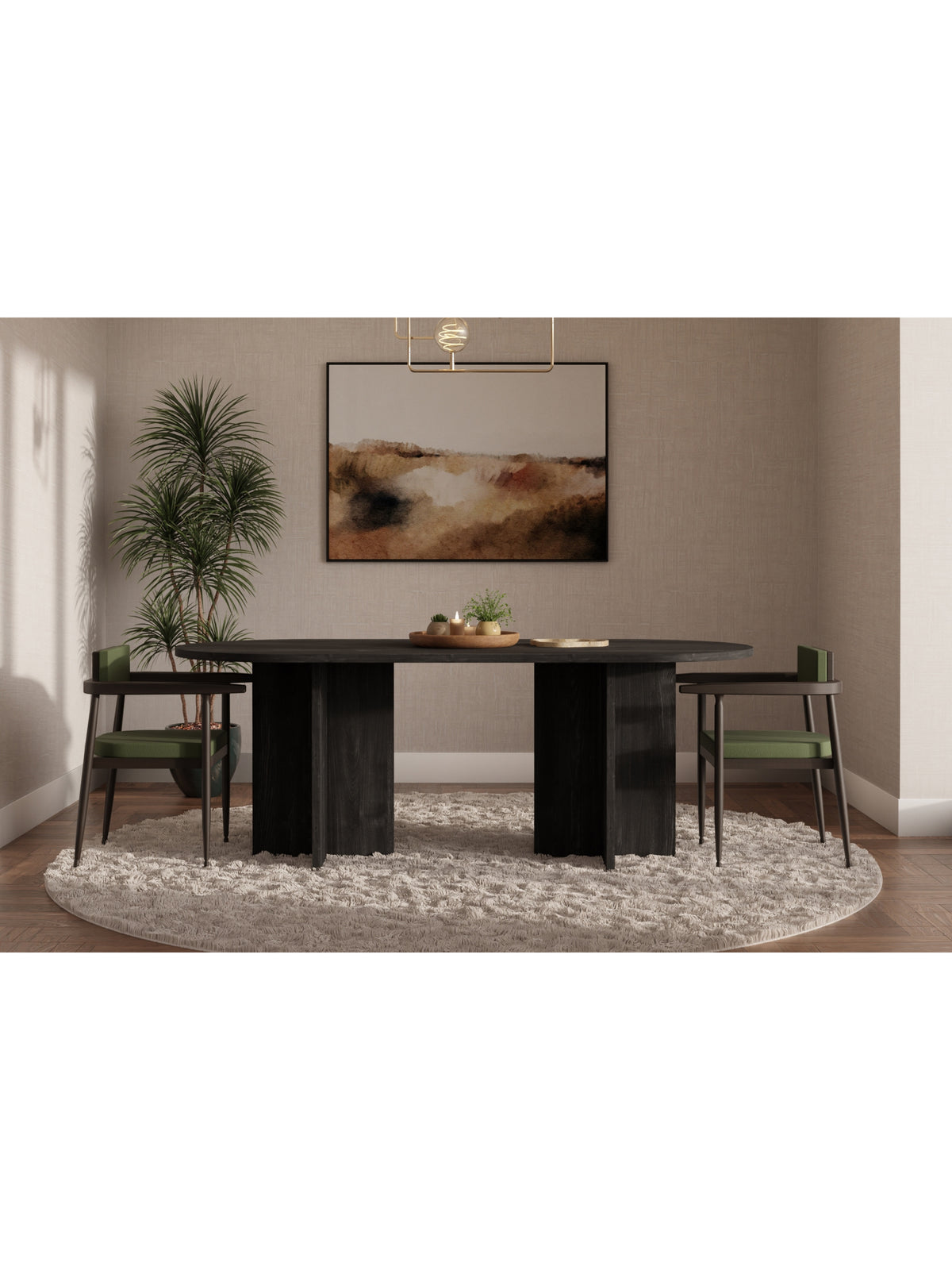 Stół owalny Aurelium 204x90 cm w kolorze czarnym, widok na blat i nogi
