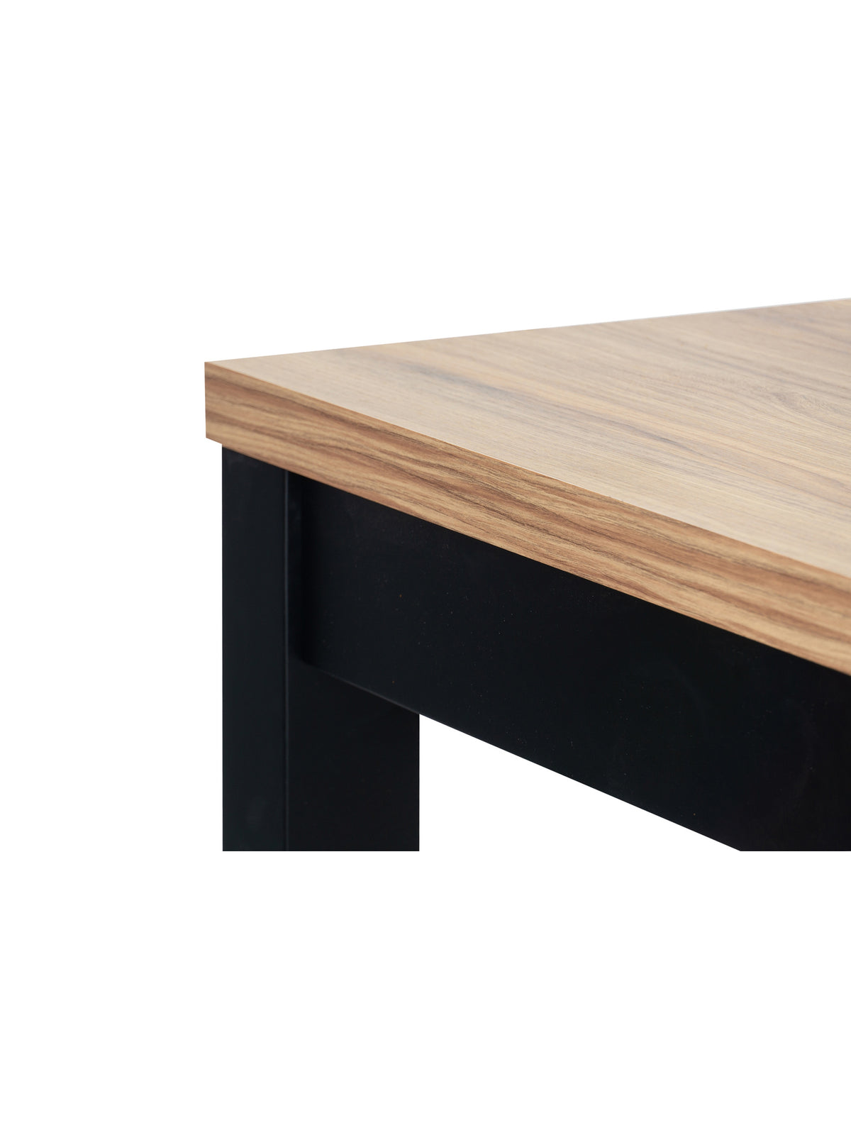 Stół rozkładany Werona 140-180x80 cm dąb pradawny z czarnymi nogami, detal blatu i nogi