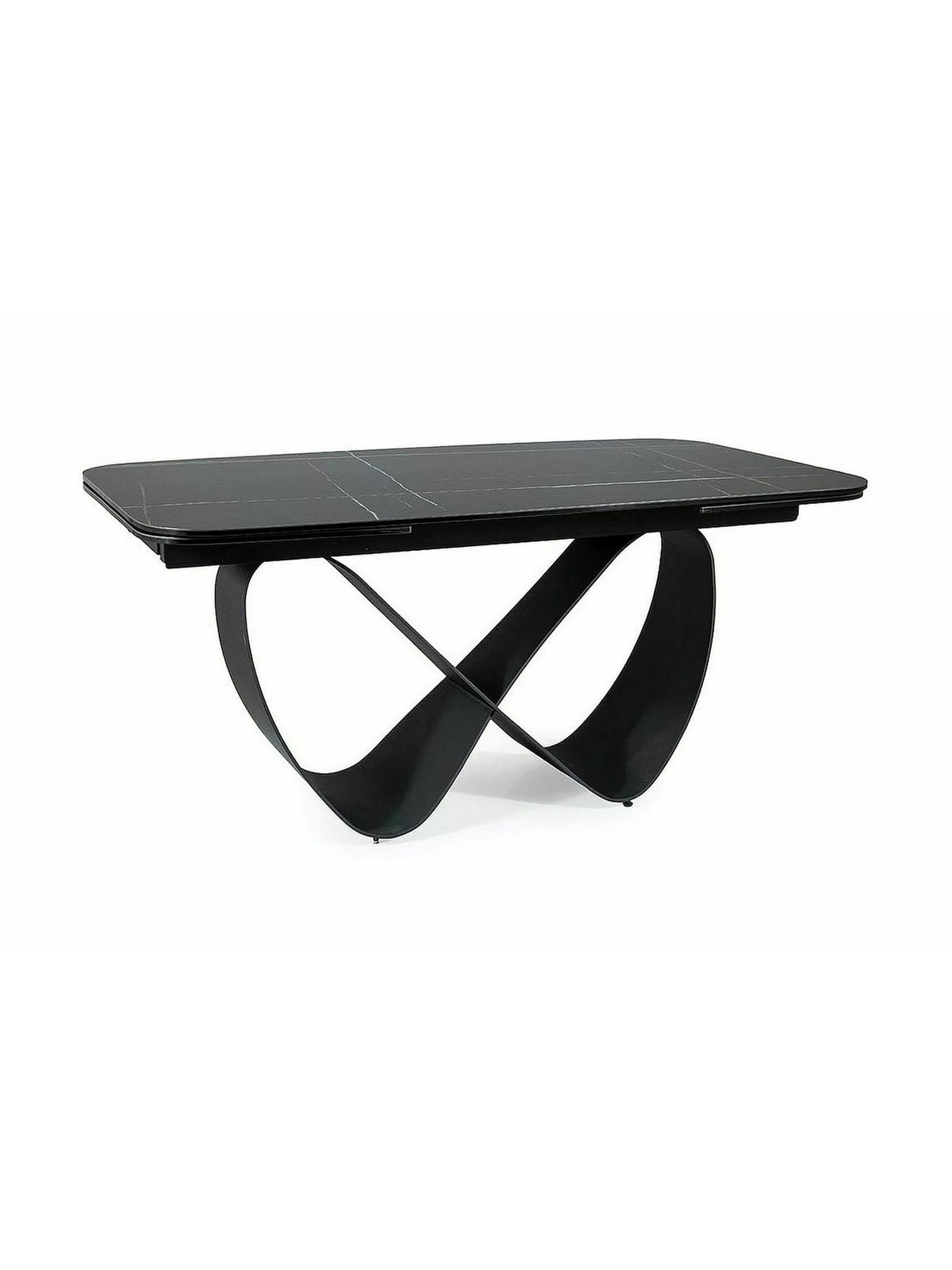 Stół prostokątny Elunari 160-240x90 cm rozkładany - marmur azario black / czarny mat