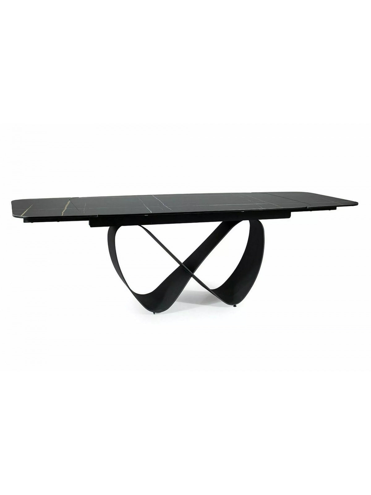 Stół prostokątny Elunari 160-240x90 cm rozkładany - marmur azario black / czarny mat