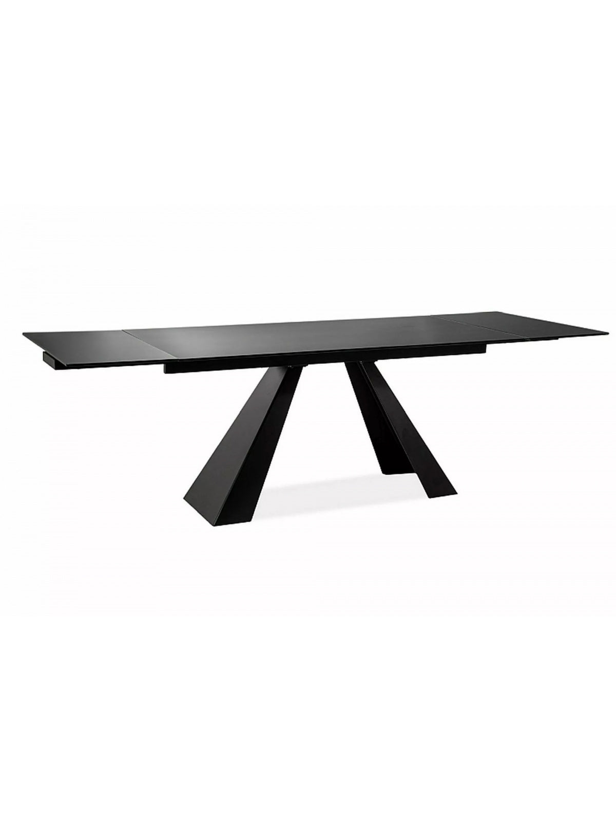 Stół rozkładany Zanivo 160-240x90 cm czarny mat z metalowymi nogami na biały tle