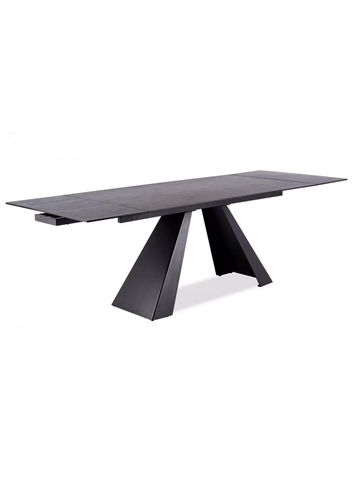 Stół rozkładany Zanivo 160-240x90 cm z ceramicznym blatem w szary marmur i czarną podstawą