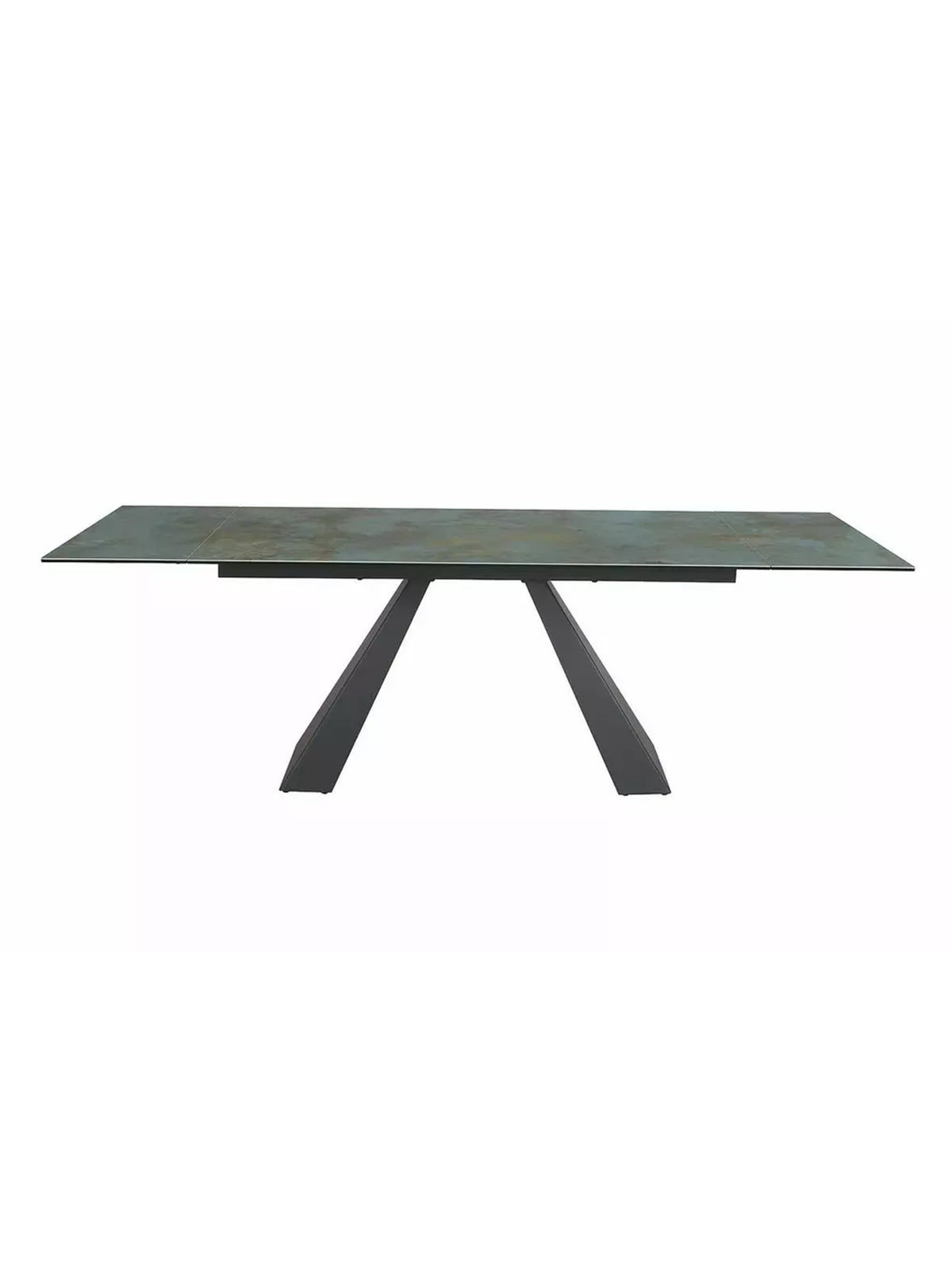 Stół rozkładany Zanivo 160-240x90 cm z turkusowym marmurowym blatem ceramicznym i czarnymi metalowymi nogami