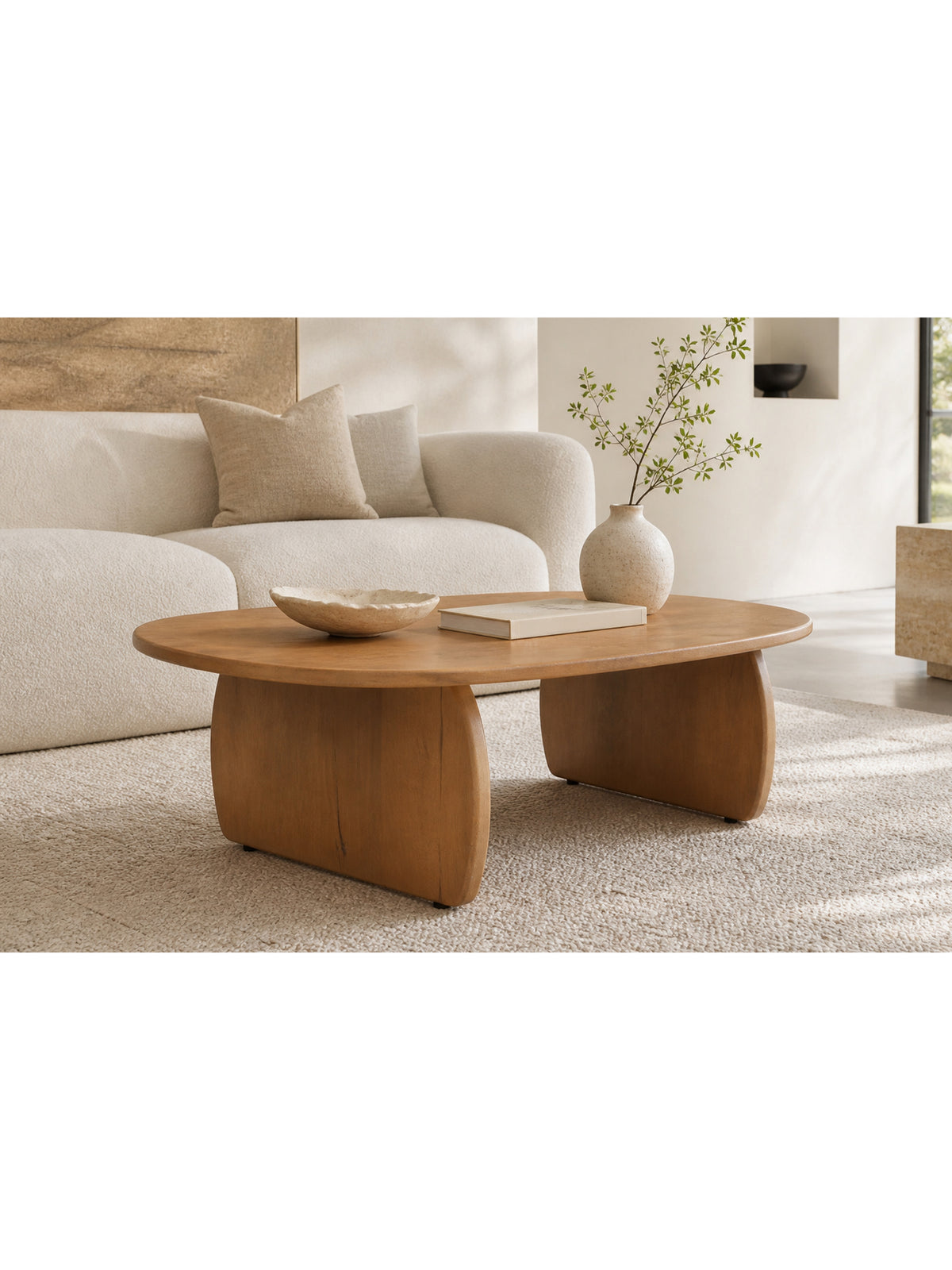 Stolik kawowy Moku owalny 110x70 cm - drewno mango Naturalny
