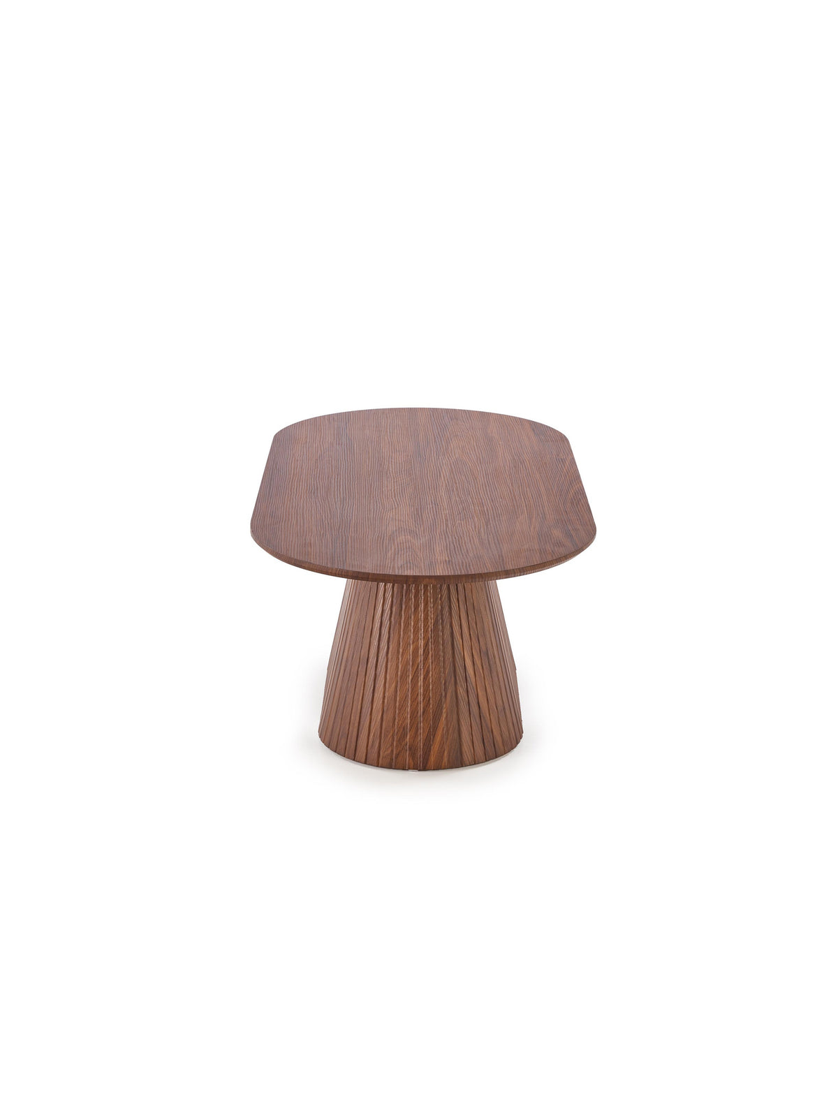 Stolik kawowy owalny Stellis 120 cm w kolorze orzech, ciemne drewno, matowy blat