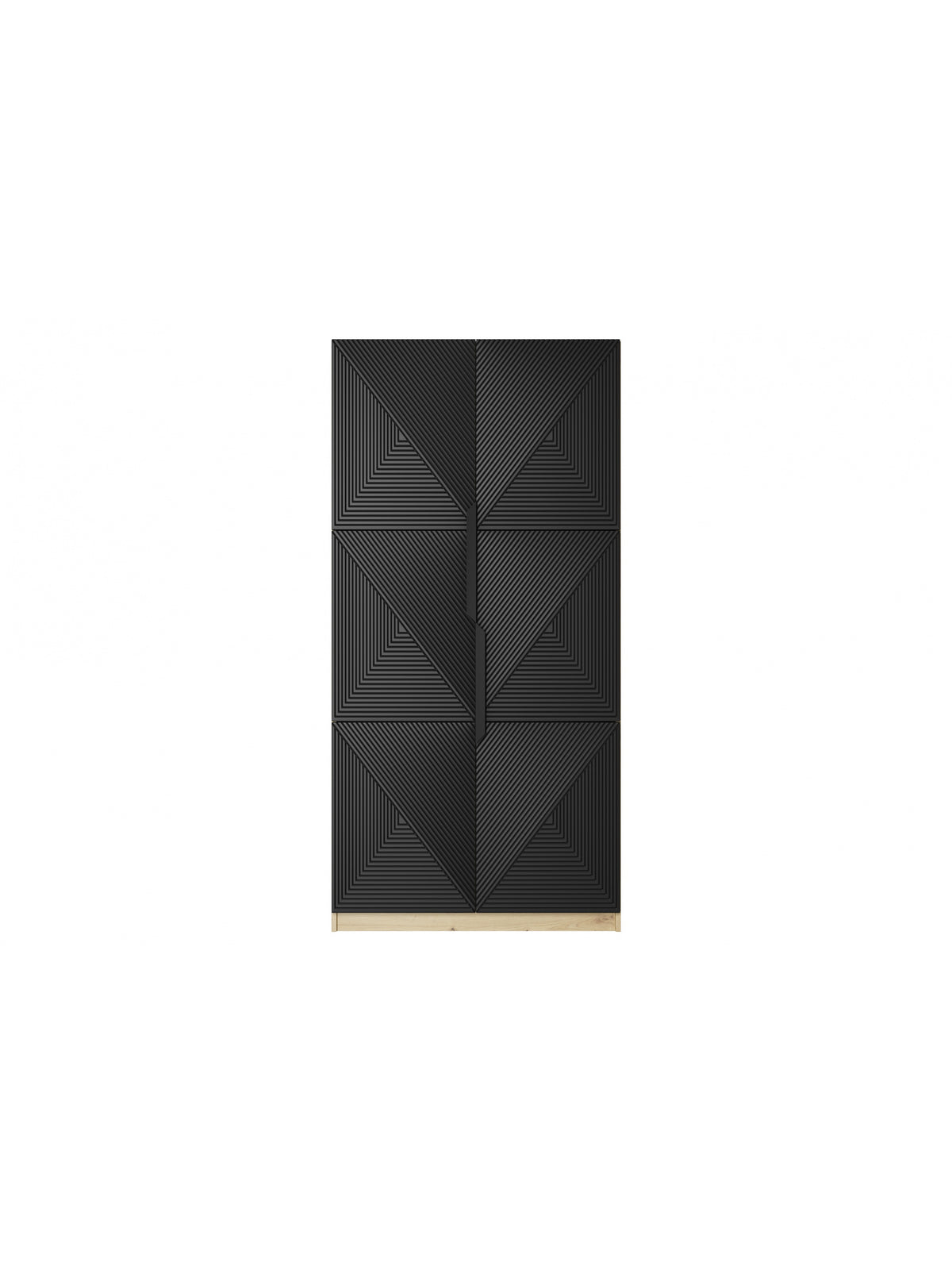 Szafa Asha 100 cm z ryflowanym frontem i metalowymi uchwytami- artisan / czarny mat / czarne uchwyty