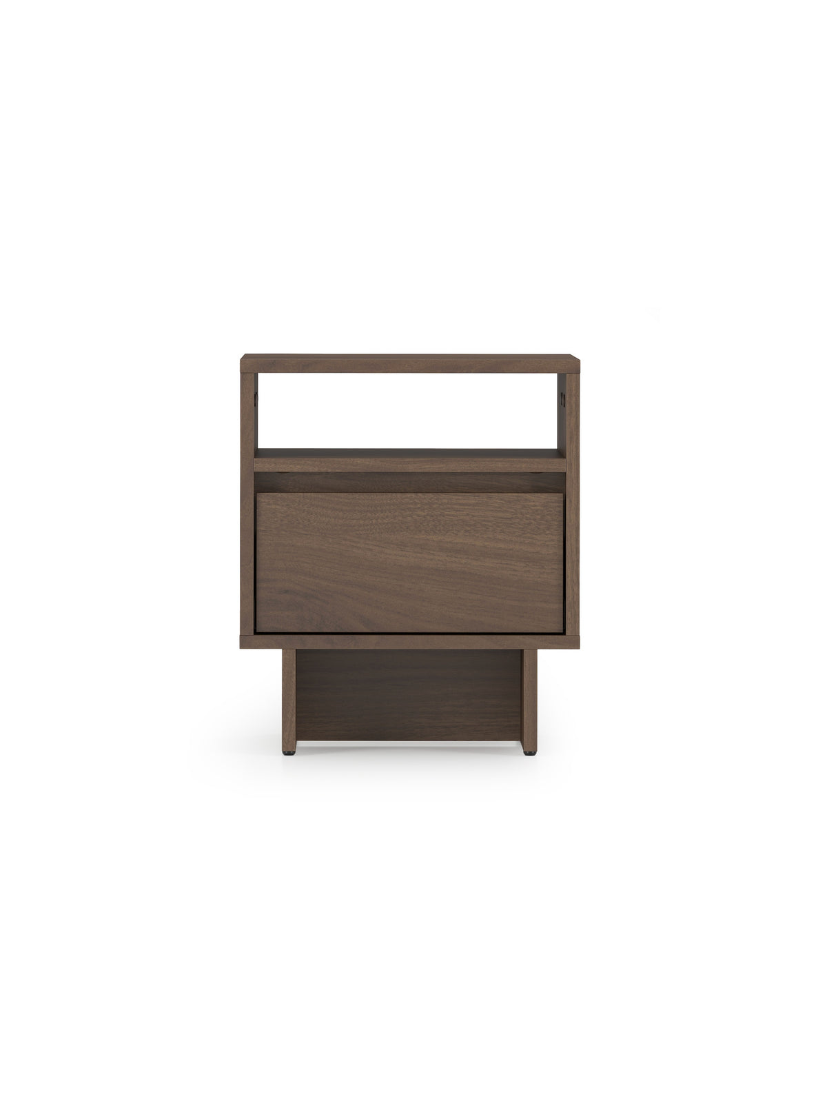 Szafka nocna Zolia 40 cm orzech elegant z szufladą na cokole widok z przodu