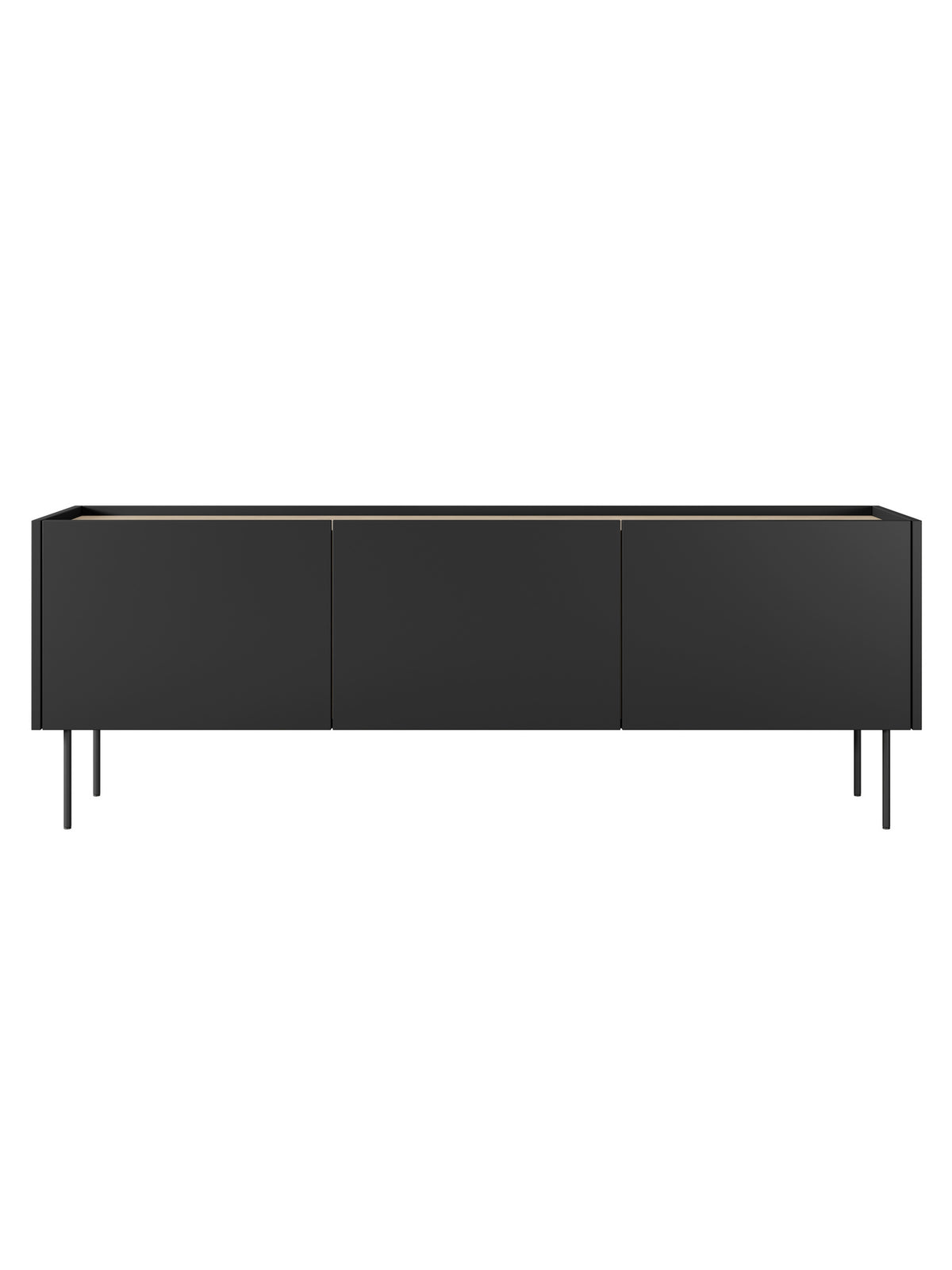 Szafka RTV Desin 170 cm czarny mat z metalowymi nogami i ukrytą szufladą