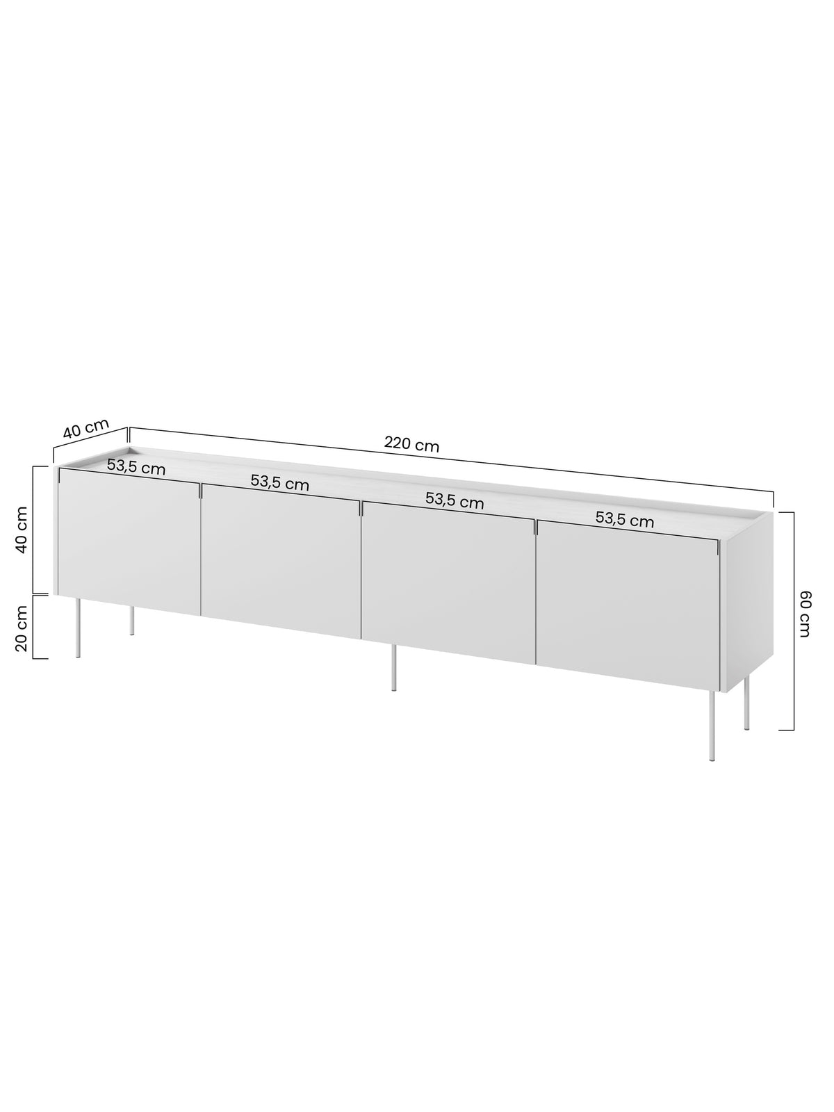 Szafka RTV Desin 220 cm bordowa ceramic red z 2 ukrytymi szufladami i blatem dąb nagano