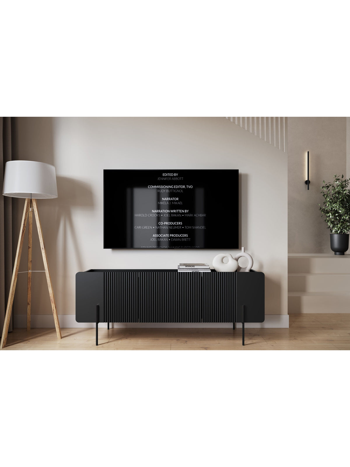 Szafka RTV Malmi 150 cm - czarny mat / czarne nóżki