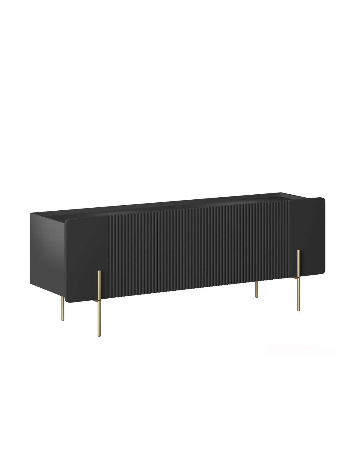 Szafka RTV Malmi 150 cm - czarny mat / złote nóżki