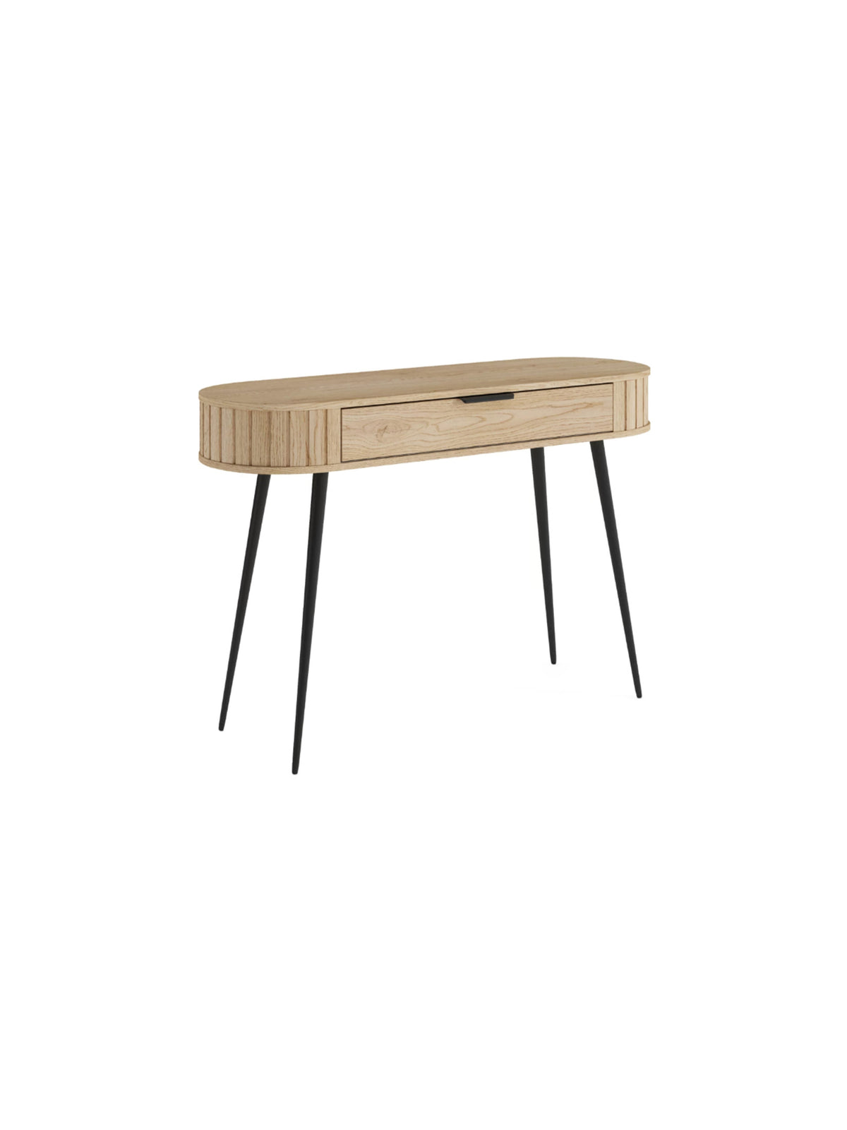 Toaletka Luvio 120 cm z szufladą, dąb cremona, nóżki metalowe czarne, front ryflowany