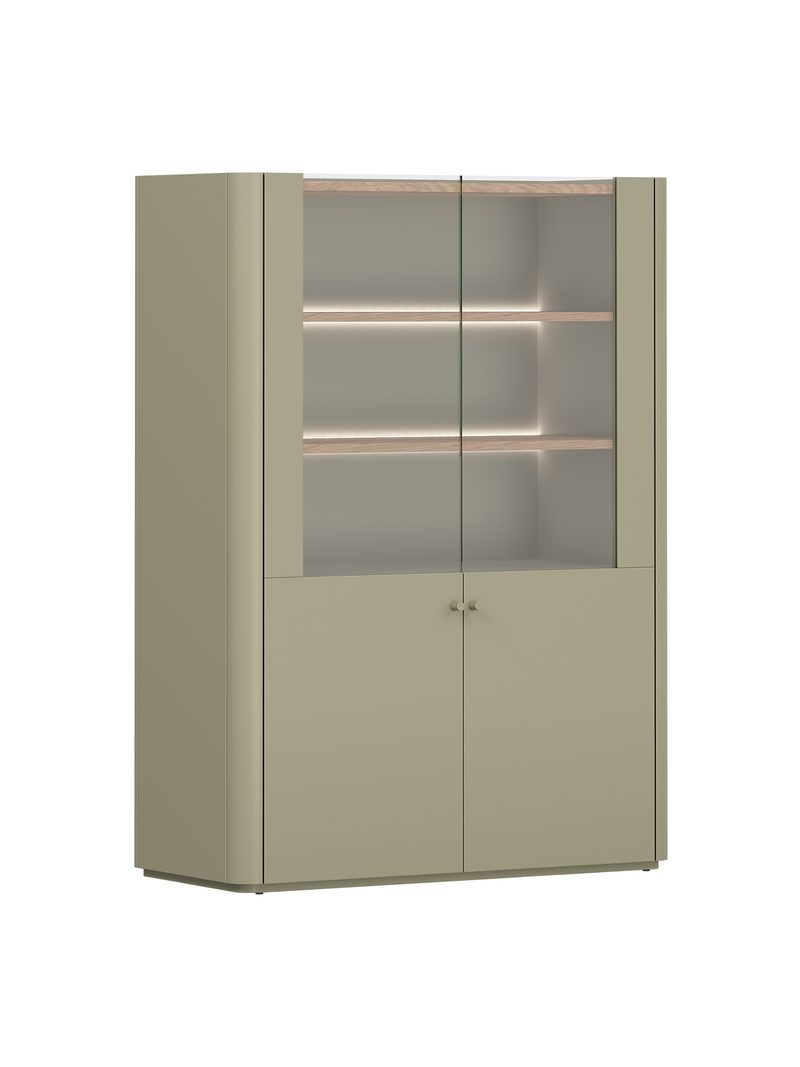 Witryna Elivo 100 cm dwudrzwiowa w kolorze eukaliptus z blatem dąb baltic dune