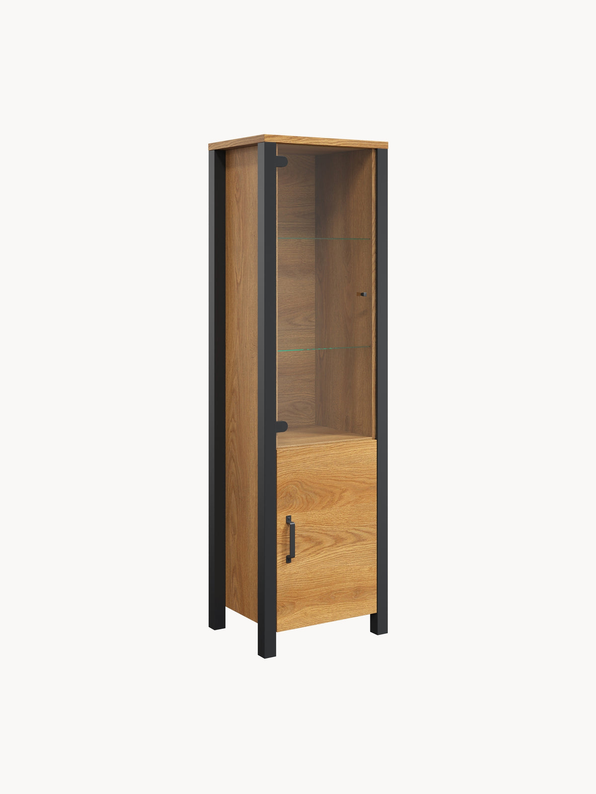 Witryna Olin 50 cm - dąb karmel / czarny supermat